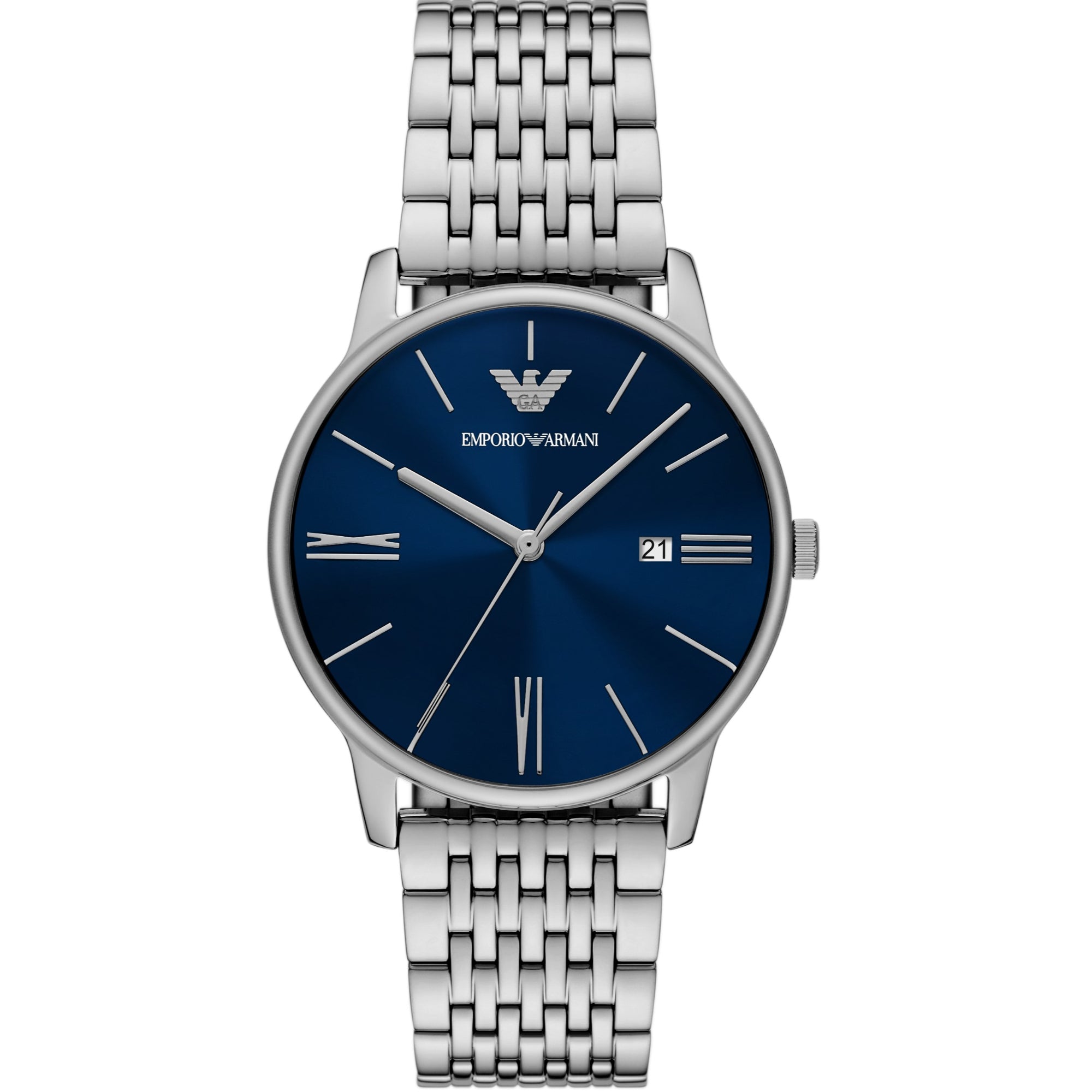 Emporio Armani Minimalist 39mm Blaues Zifferblatt Stahl Herren Quarz Uhr AR11674