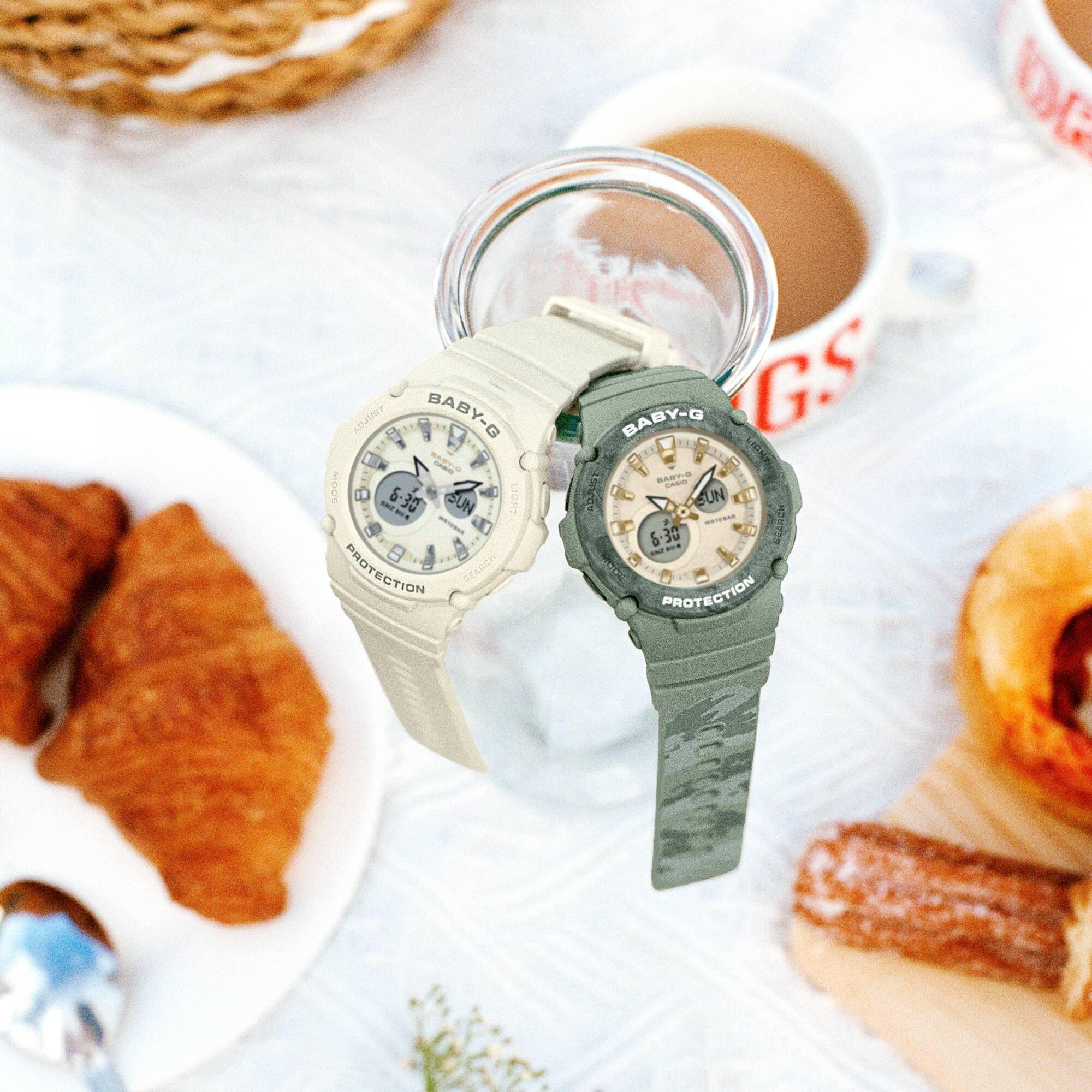 Casio Baby-G Quartz Cream Dial Green Resin Band Ladies Watch BGA-275M-3AER