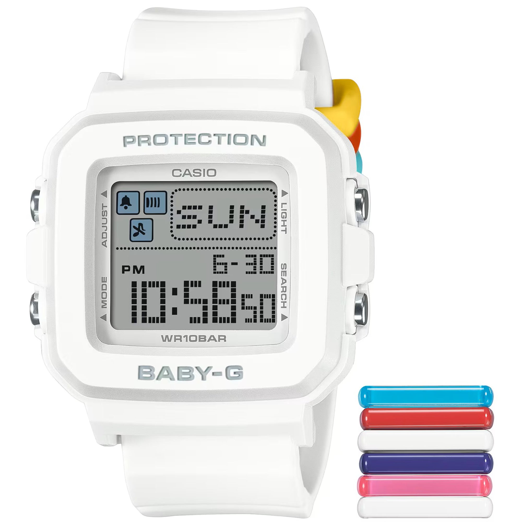 Casio BABY-G Digital Weißes Harzarmband Damen Uhr BGD-10L-7ER