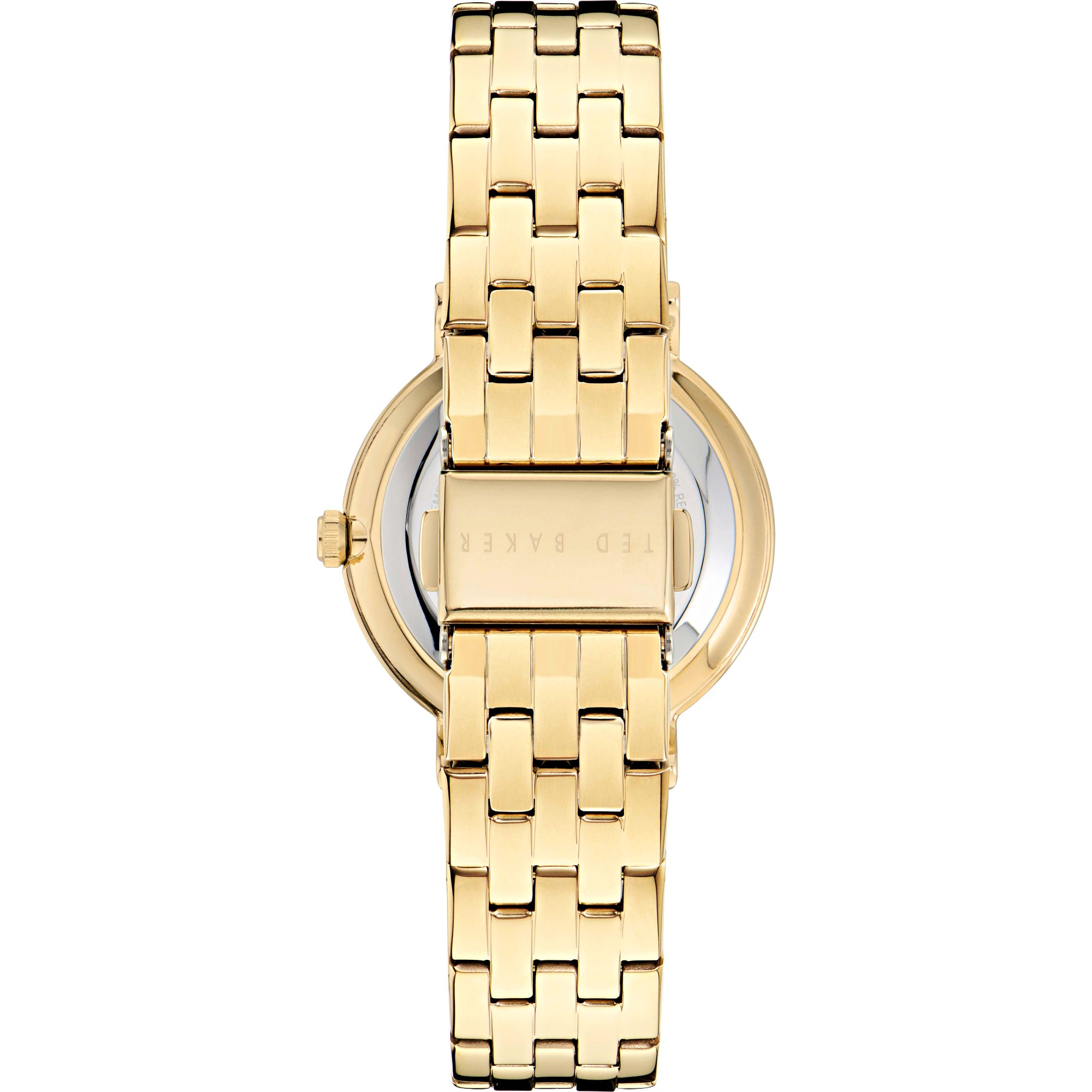 Ted Baker Damen Multifunktion Goldfarbene Edelstahl Silbernes Zifferblatt Uhr BKPPHF309