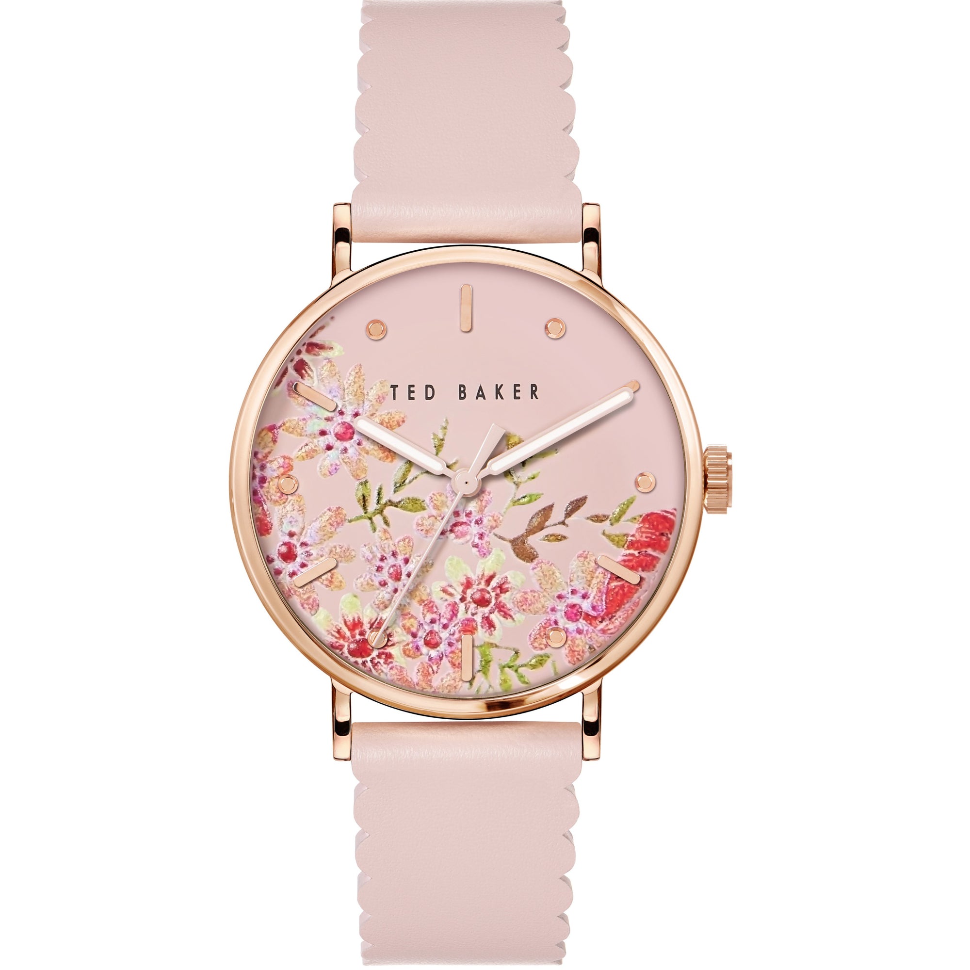 Ted Baker Ladies Multifunction Pink Dial Leather Strap Watch BKPPHS238