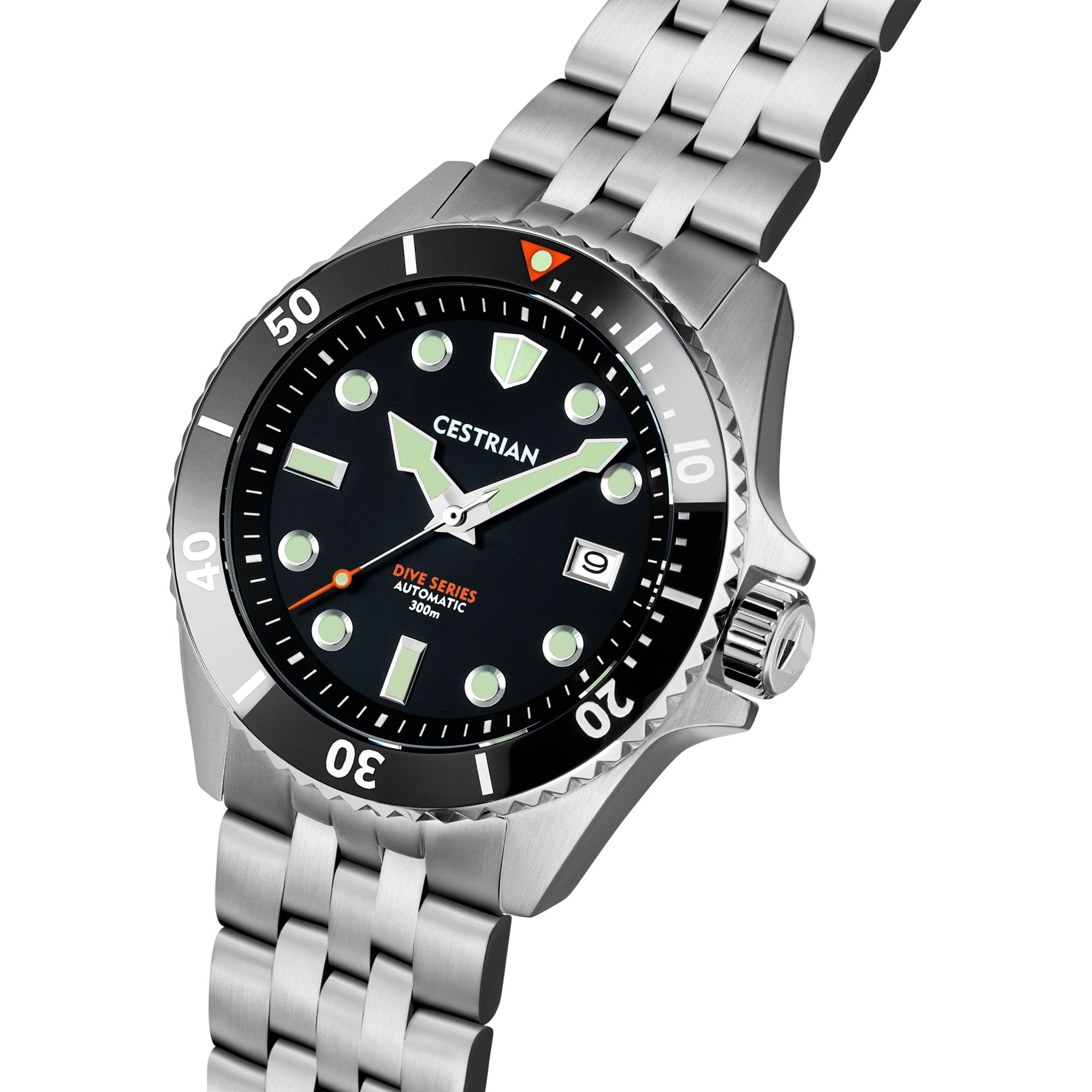 Cestrian Dive Series V2 Schwarz Zifferblatt Schwarze Keramik Lünette Edelstahlarmband Automatik Herren Uhr CD111B0771