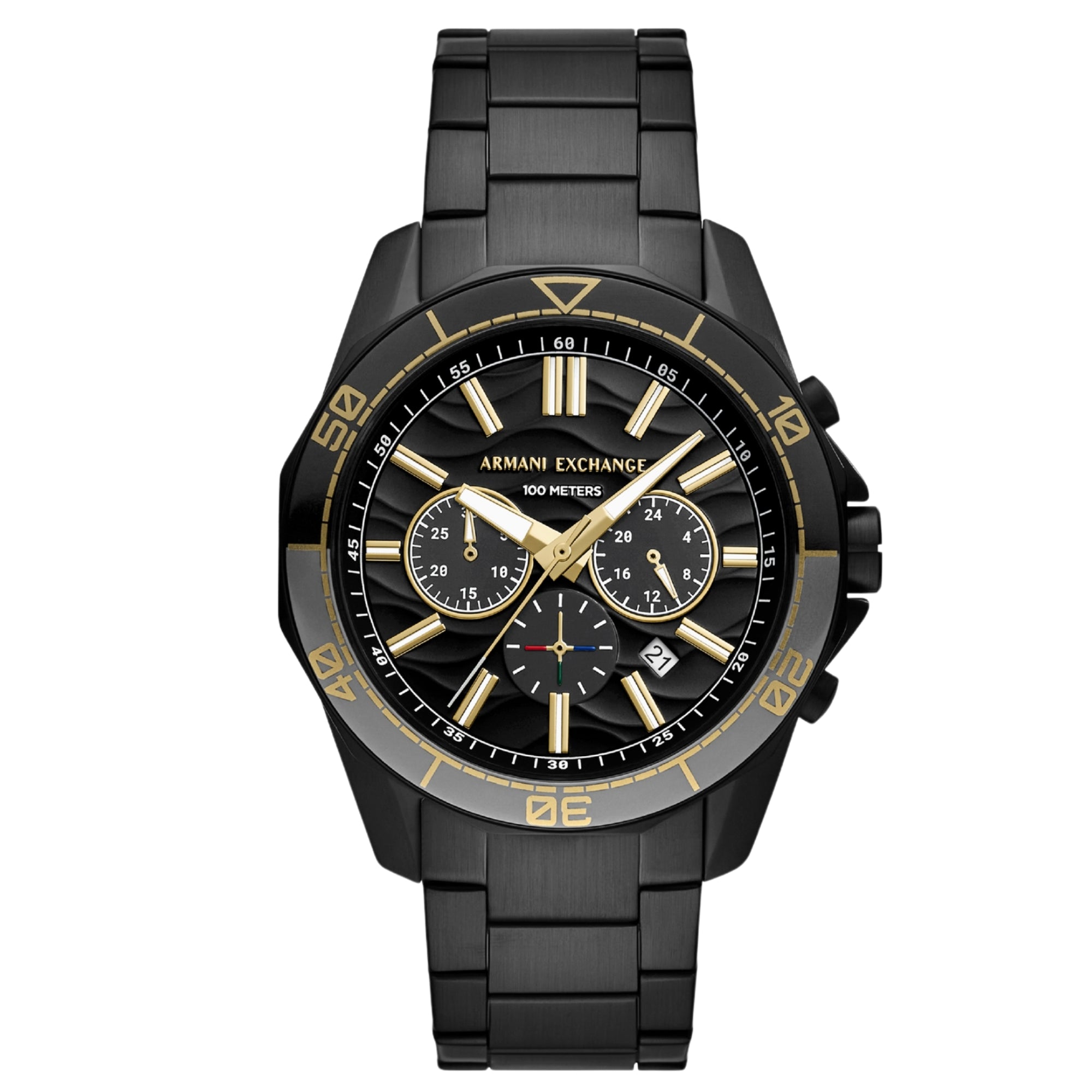 Armani Exchange Spencer 42mm Chronograph Schwarz Zifferblatt Stahl Herren Quarz Uhr AX1963