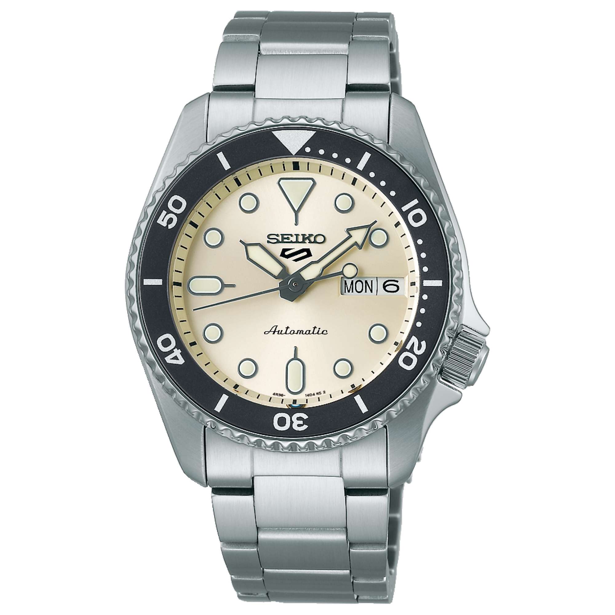 Seiko 5 Sports SKX "Midi" Reissue Cream Dial Steel Bracelet Watch SRPK31K1