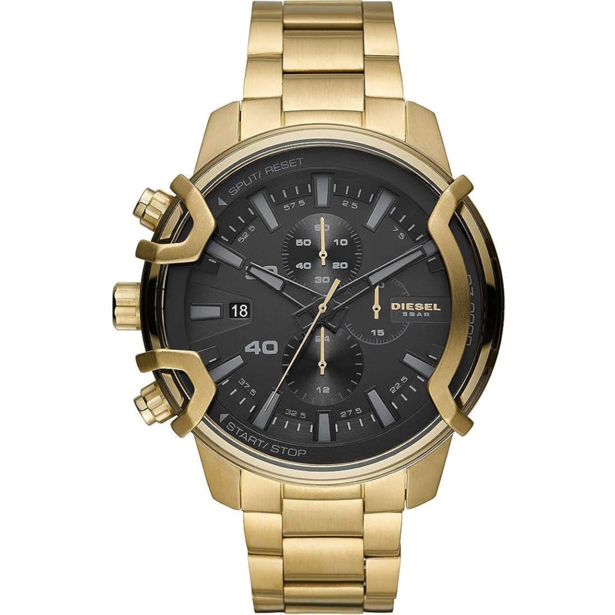 Diesel Griffed Black Dial Steel Strap Men's Watch DZ4522