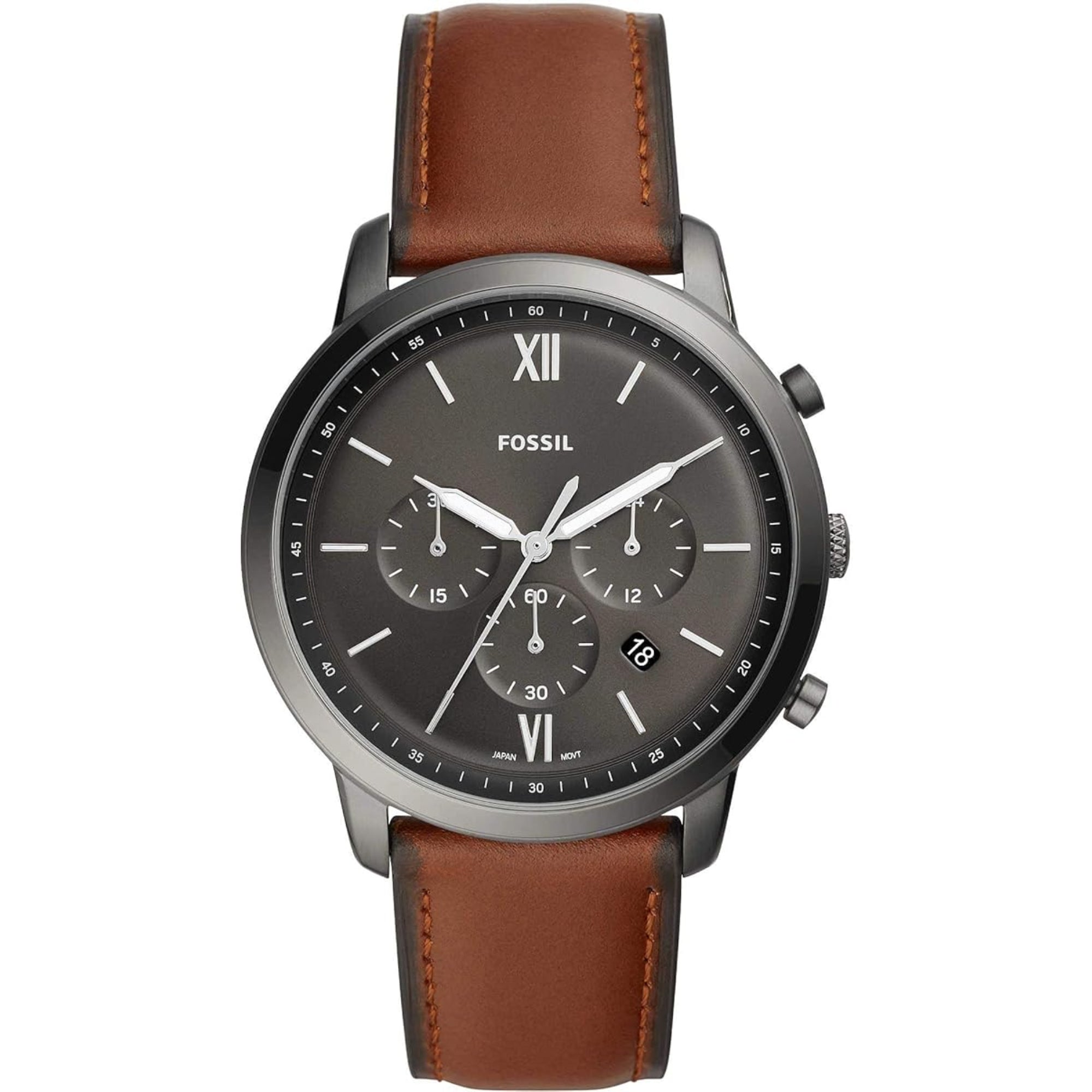 Fossil Neutra Chronograph Grey Dial Amber Leather Strap Men’s Watch FS5512