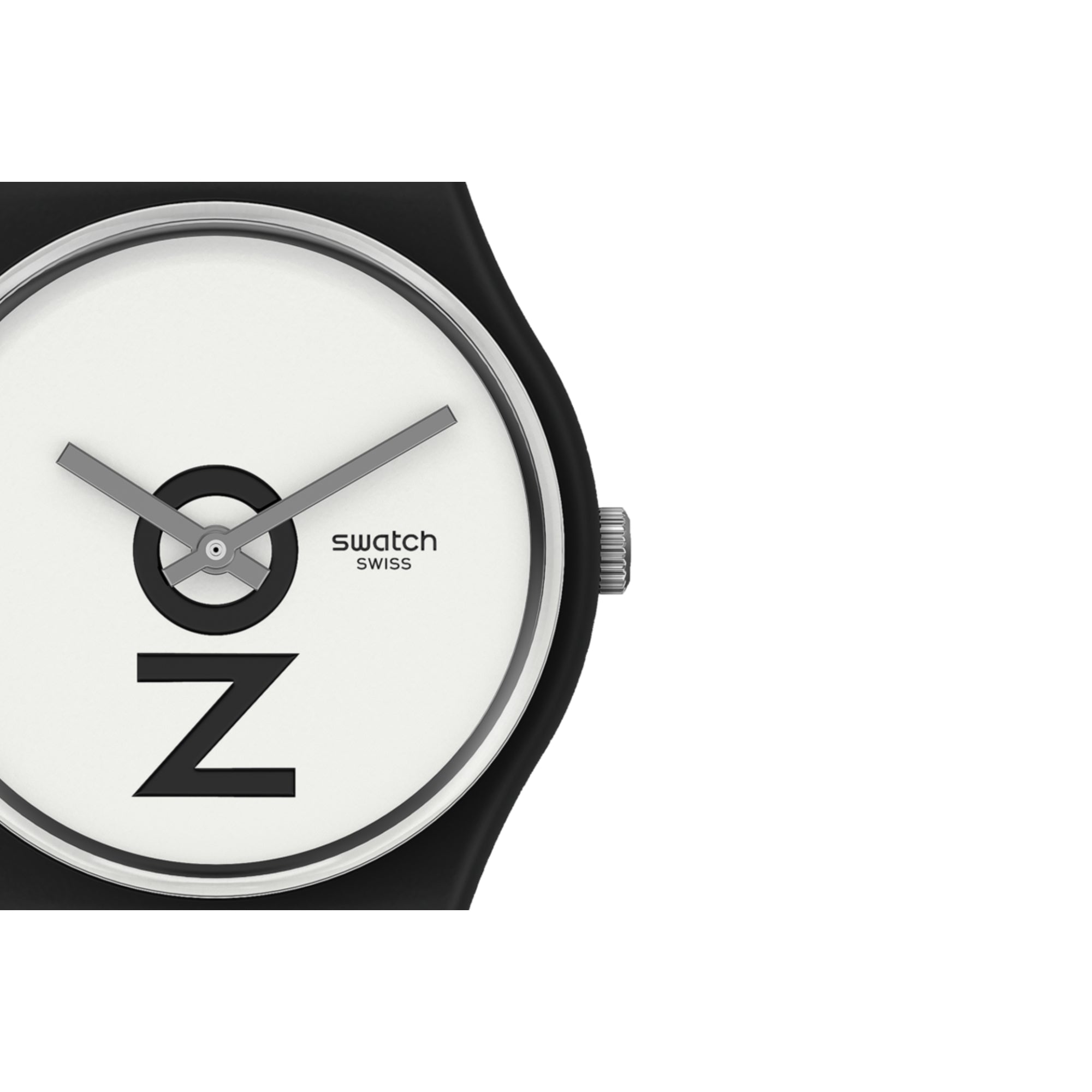 Swatch Always There Quarz Weißes Zifferblatt Armband aus schwarzem Silikon Uhr GB328