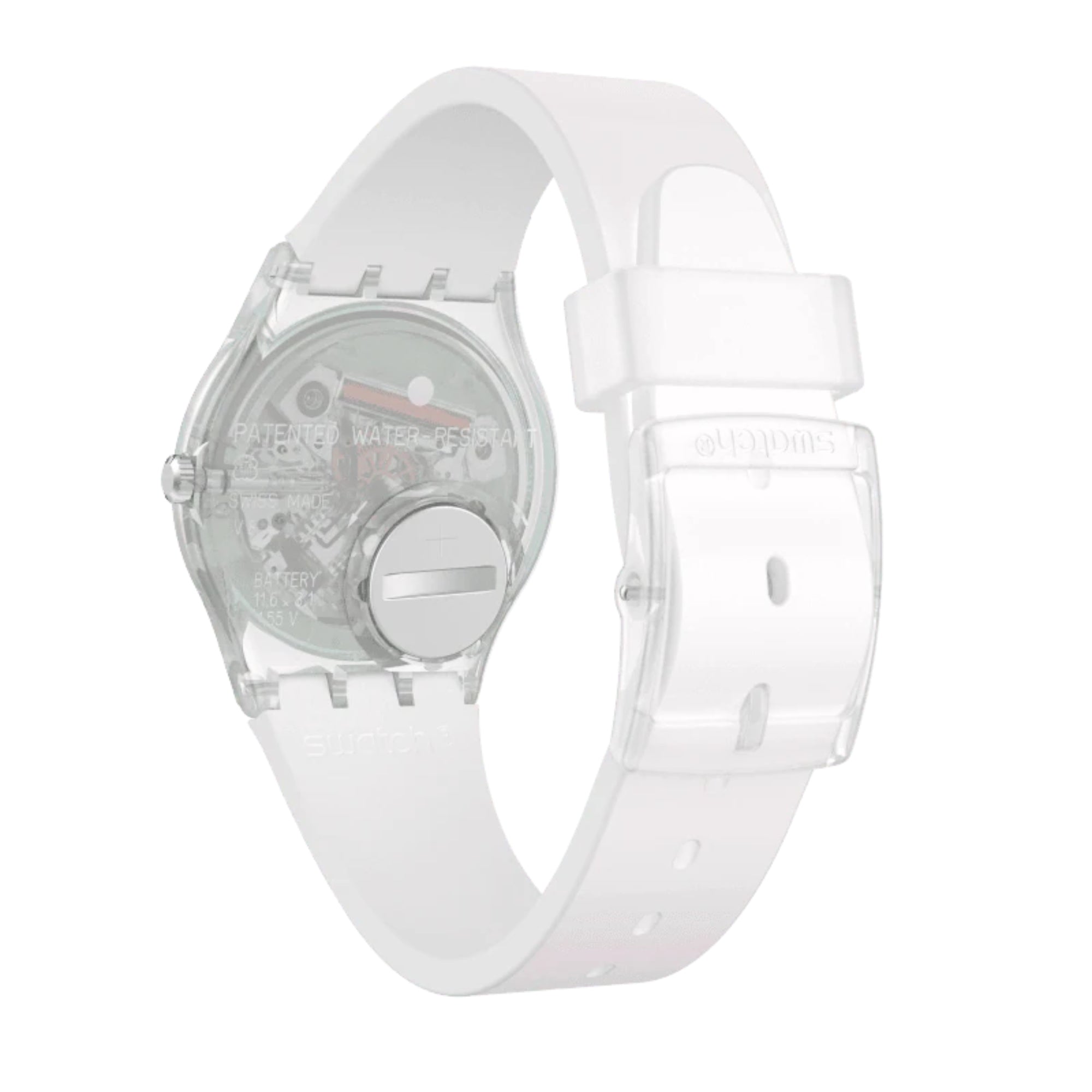 Swatch Ultrarose Weißes Zifferblatt Silikonarmband Uhr GE714