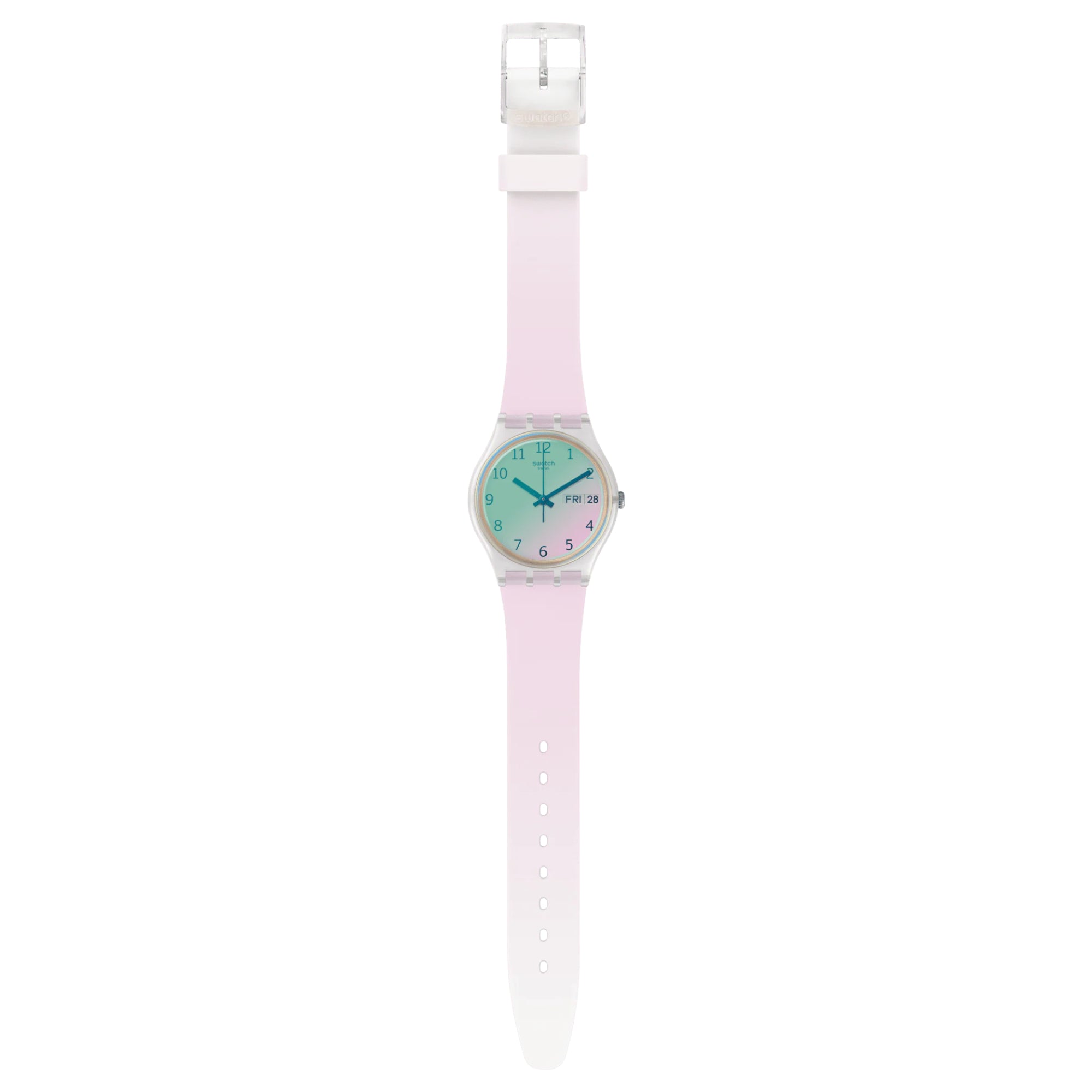 Swatch Ultrarose Weißes Zifferblatt Silikonarmband Uhr GE714