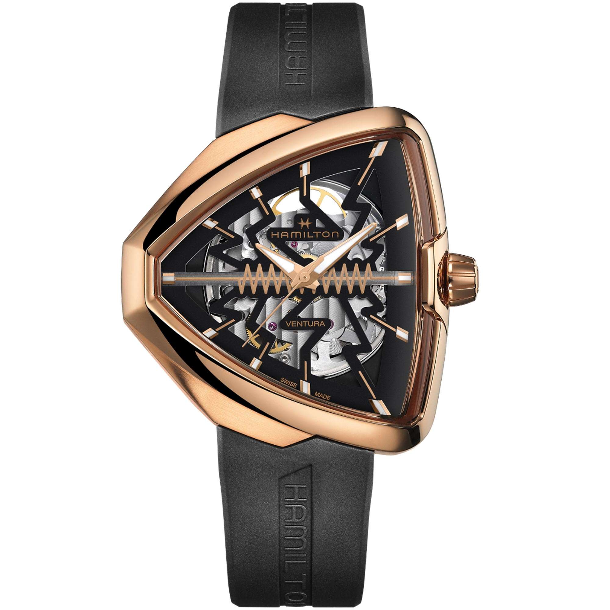 Hamilton Ventura Elvis80 Skeleton Automatic Black Dial Rubber Strap Men’s Watch H24525331