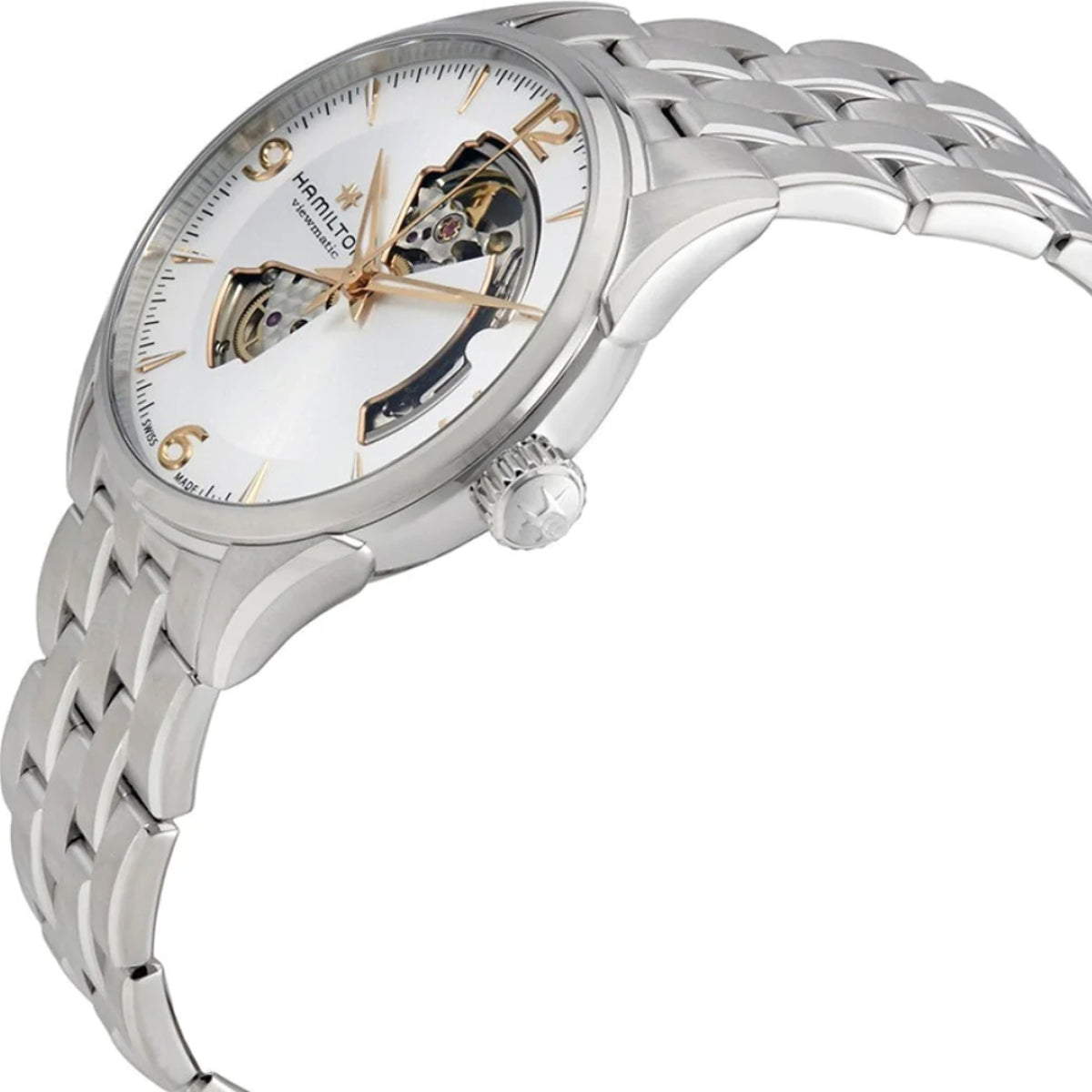 Hamilton Jazzmaster 42mm Open Heart Silver Dial Steel Mens Automatic Watch H32705151