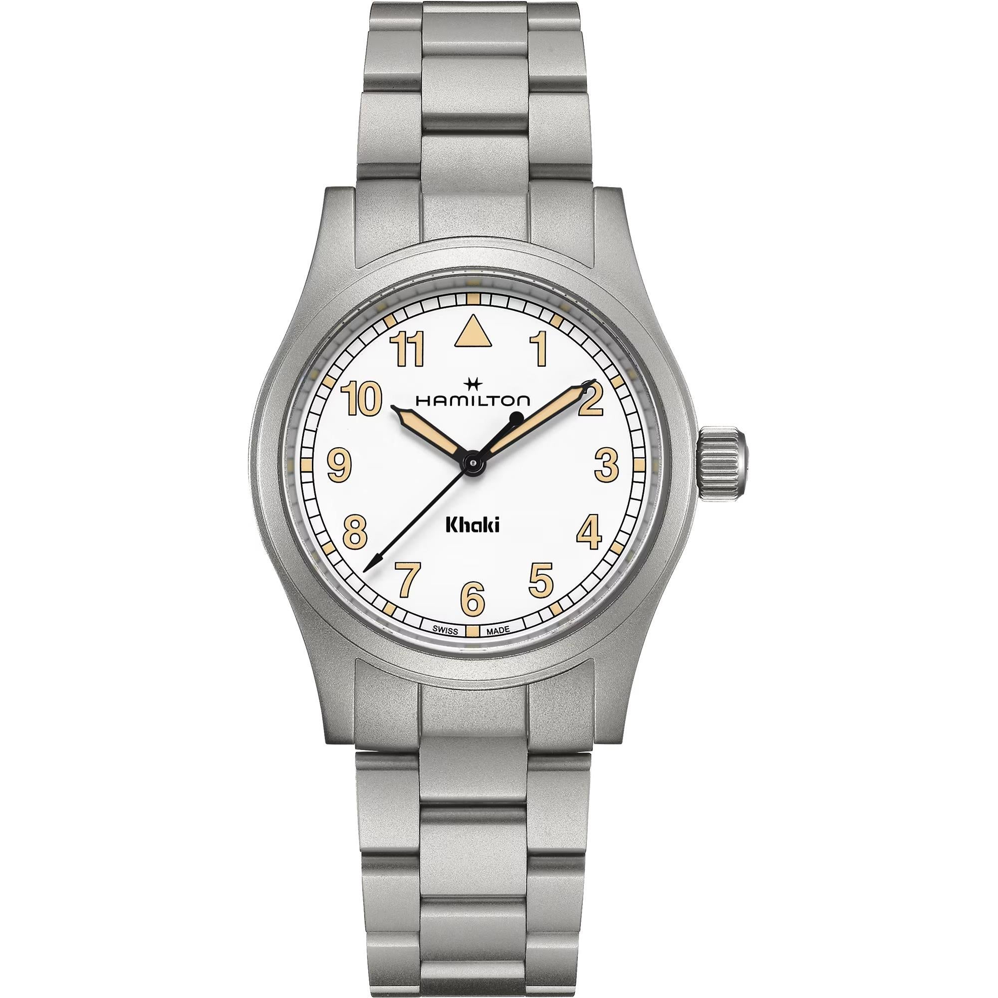 Hamilton Khaki Field 38mm White Dial Steel Quartz watch H69401110 front view