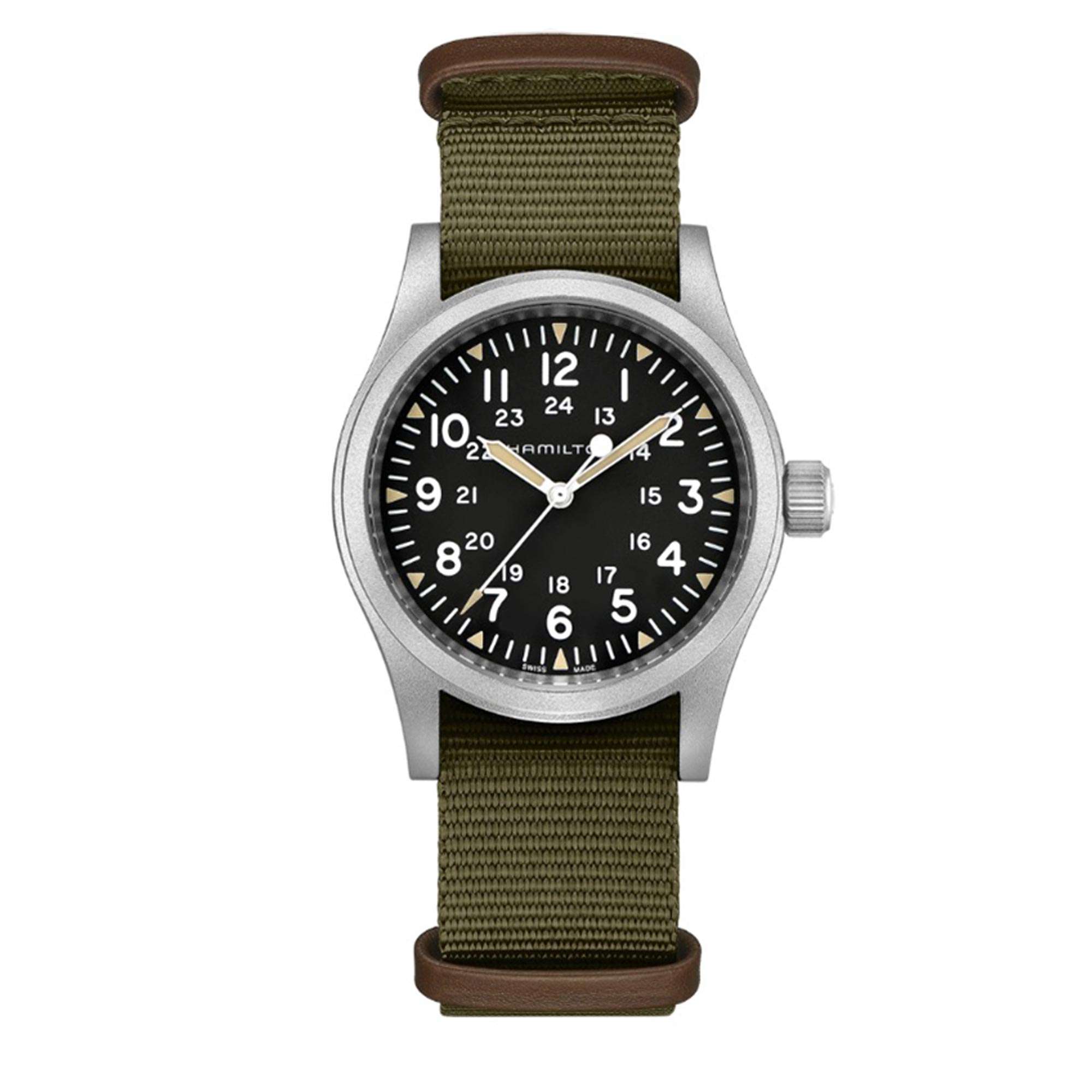 Hamilton Khaki Field Officer Mechanical Grey NATO Strap Men’s Watch H69429931 - WatchNation
