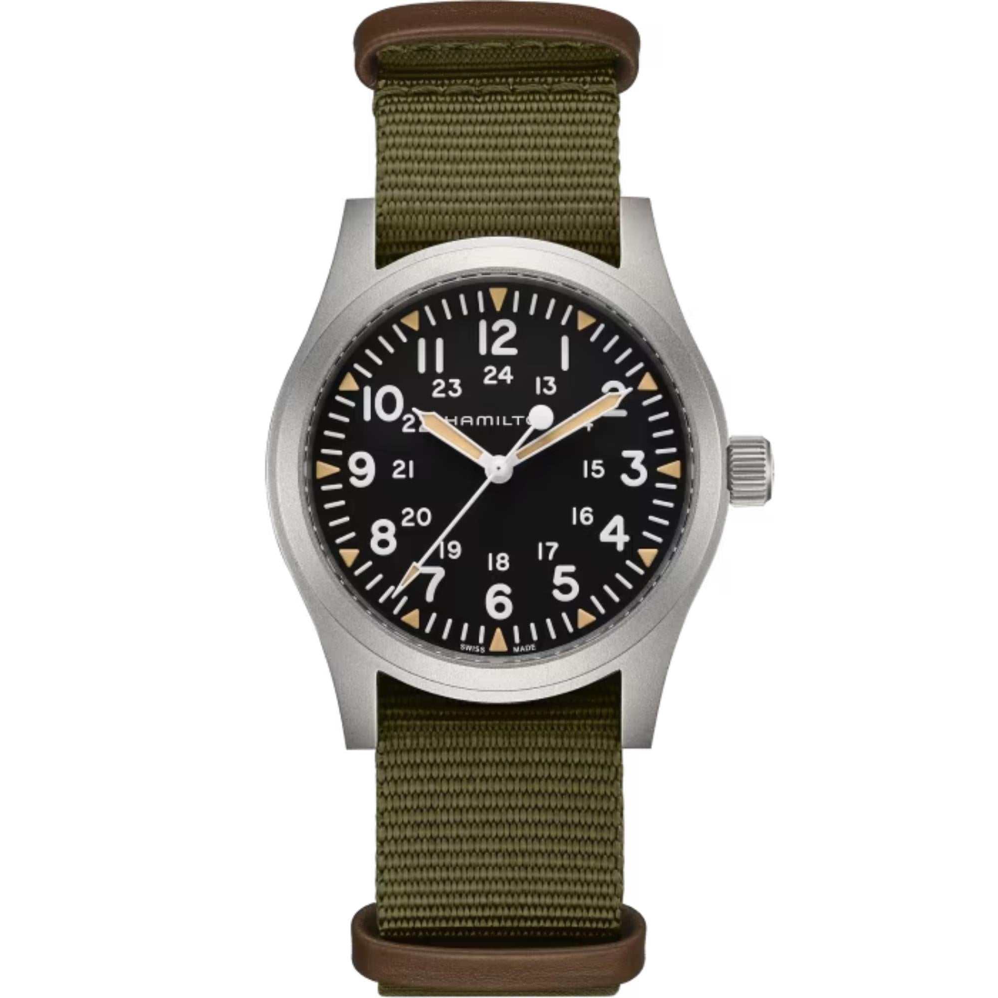 Hamilton Khaki Field 42mm Black Dial NATO Mechanical watch H69529933 front view