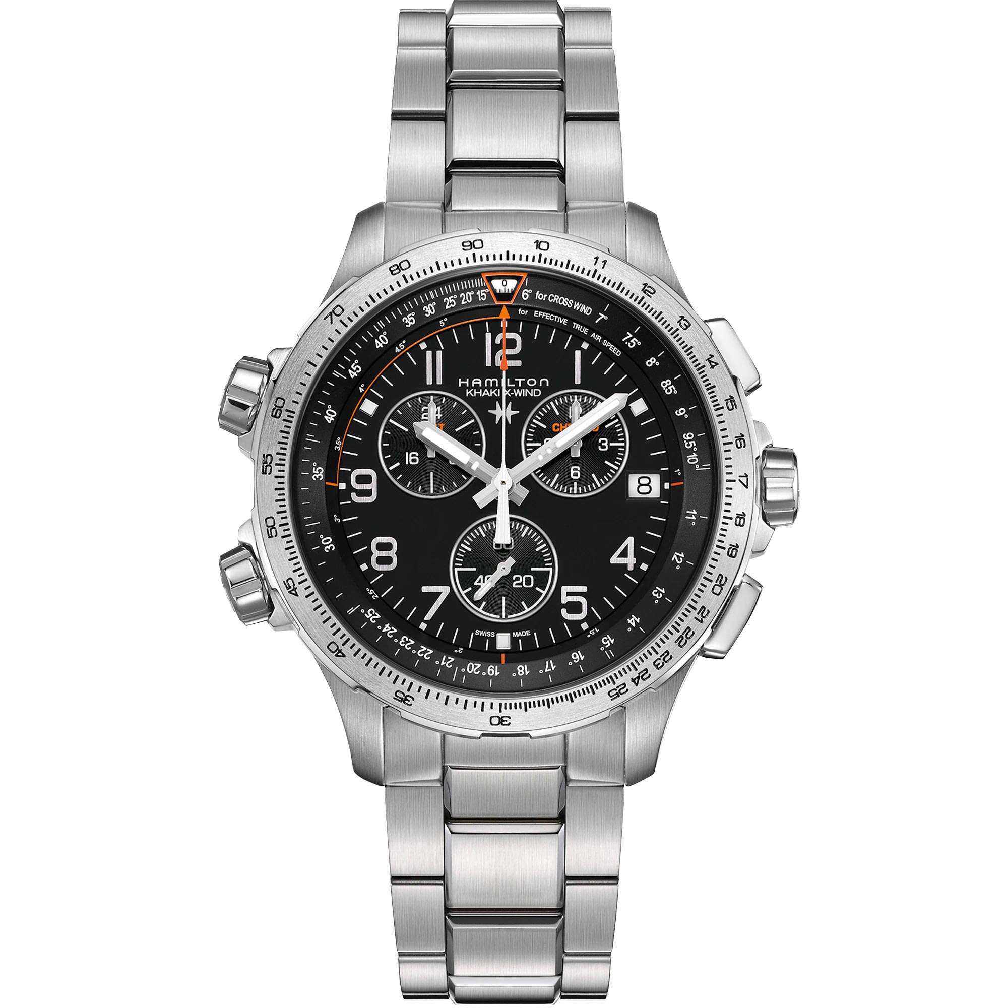 Hamilton Khaki Aviation GMT Chronograph Black Dial Quartz watch H77912135 front view