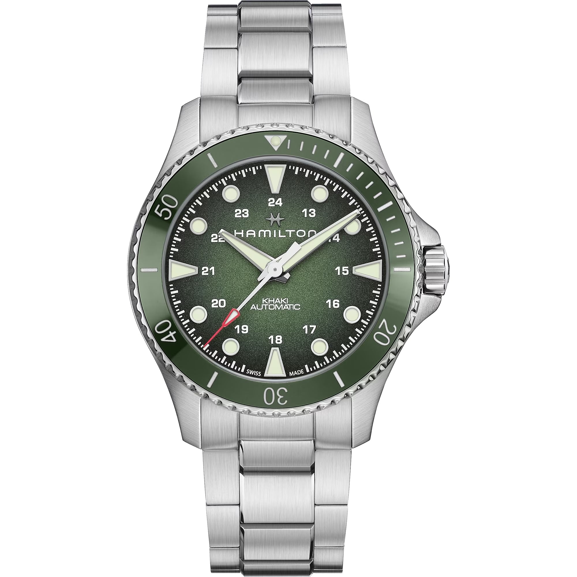 Hamilton Khaki Navy Scuba Green Dial Steel automatic watch H82525160 front view