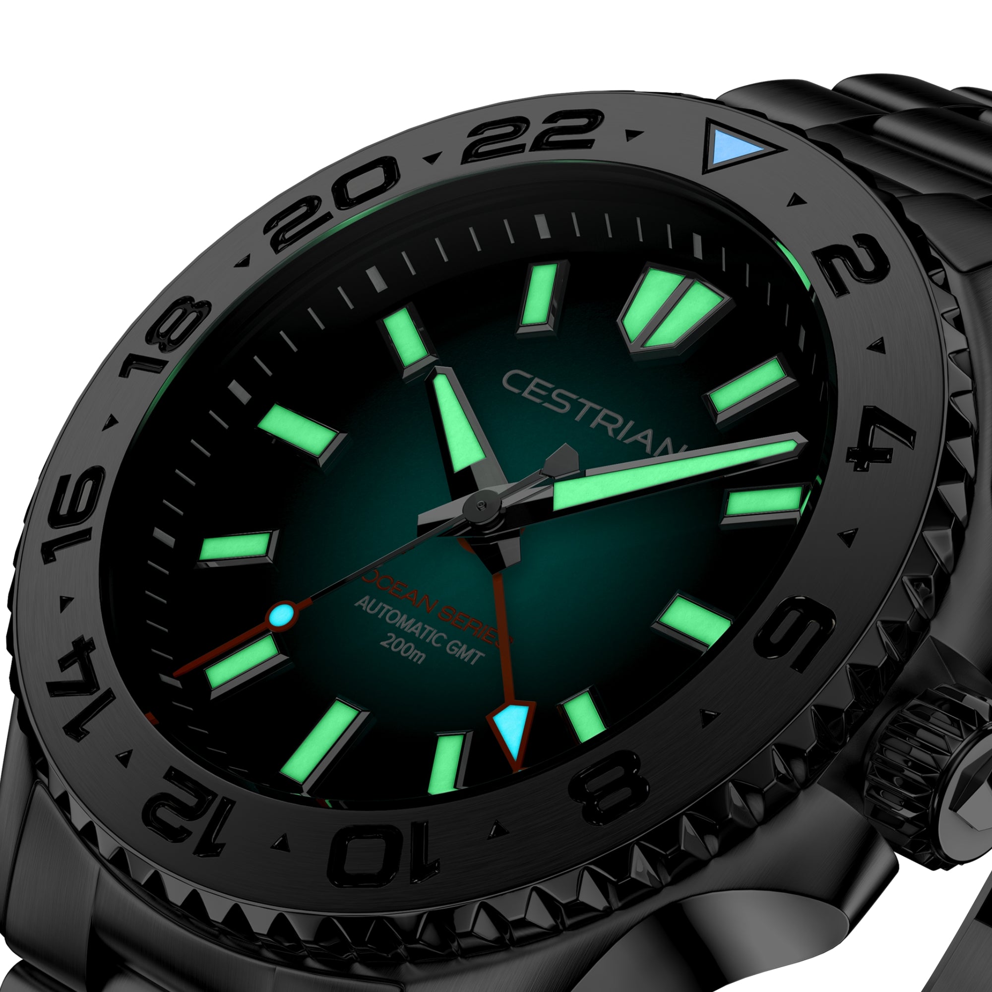 Cestrian Ocean Series Silver White Dial Steel Bracelet Automatic GMT Men's Watch CO-SWS001
