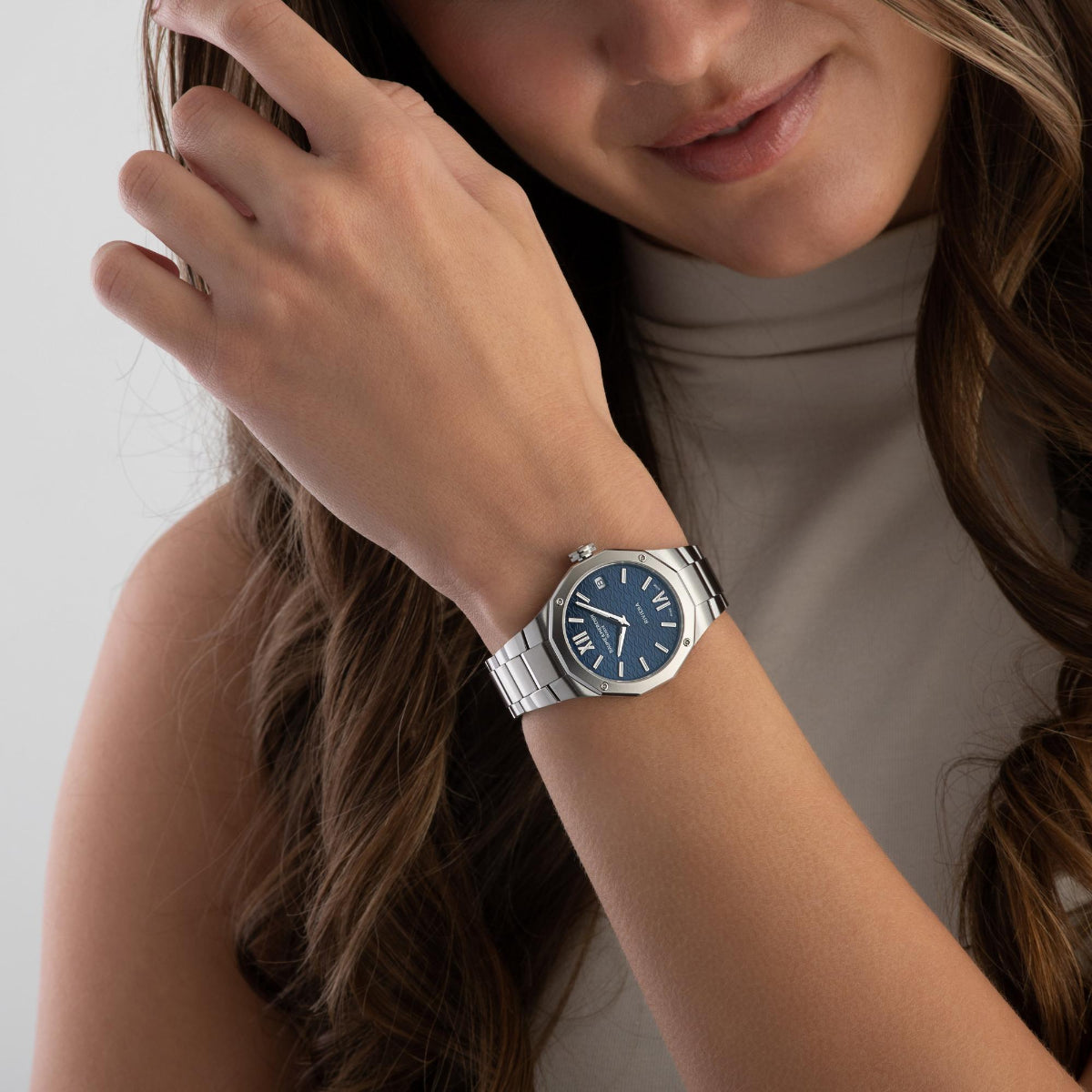 Baume & Mercier Riviera „Swiss Made“ Quarz Blaues Zifferblatt Stahlarmband Damen Uhr BM0A10727