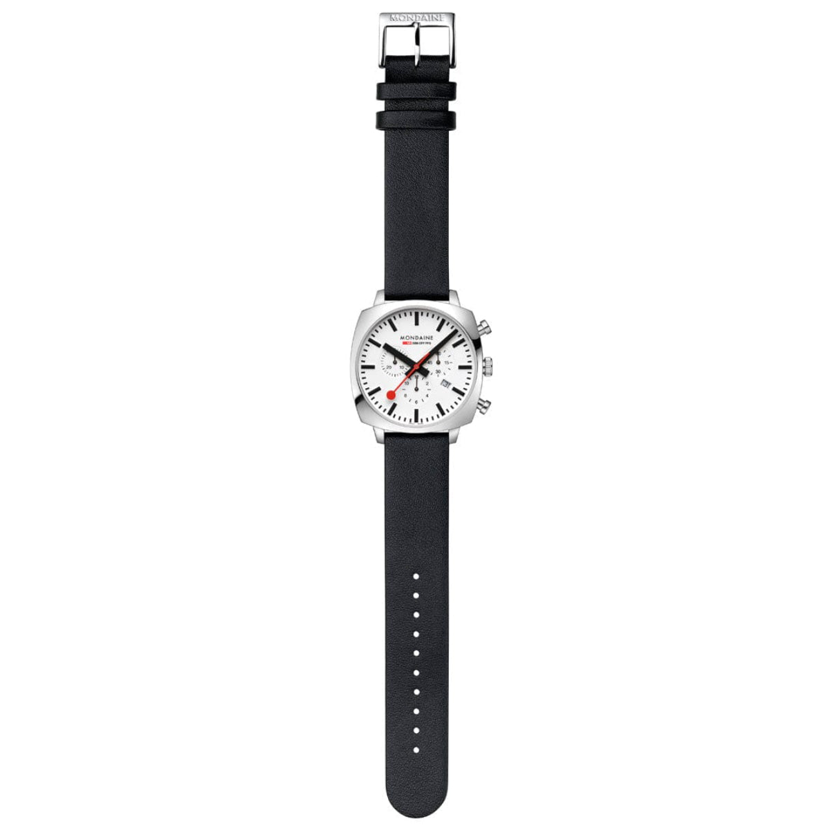 Mondaine Grand 41mm Chronograph White Dial Leather Mens Quartz Watch MSL.41410.LBV.SET