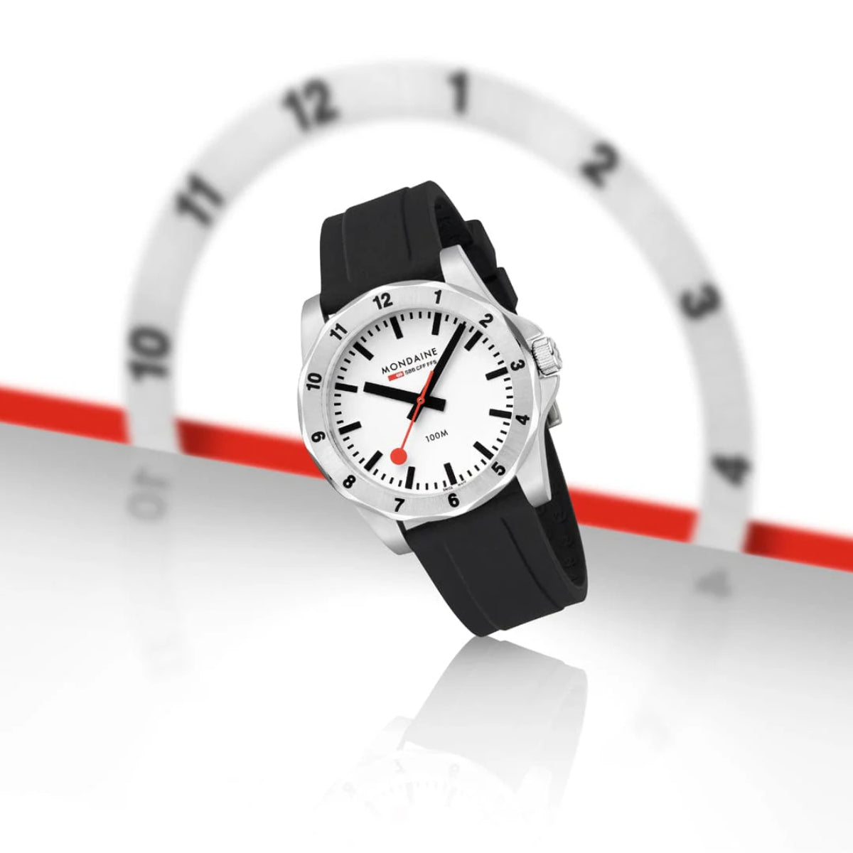 Mondaine Numeri 42mm White Dial Silicone Mens Quartz Watch MSN.4211B.RB