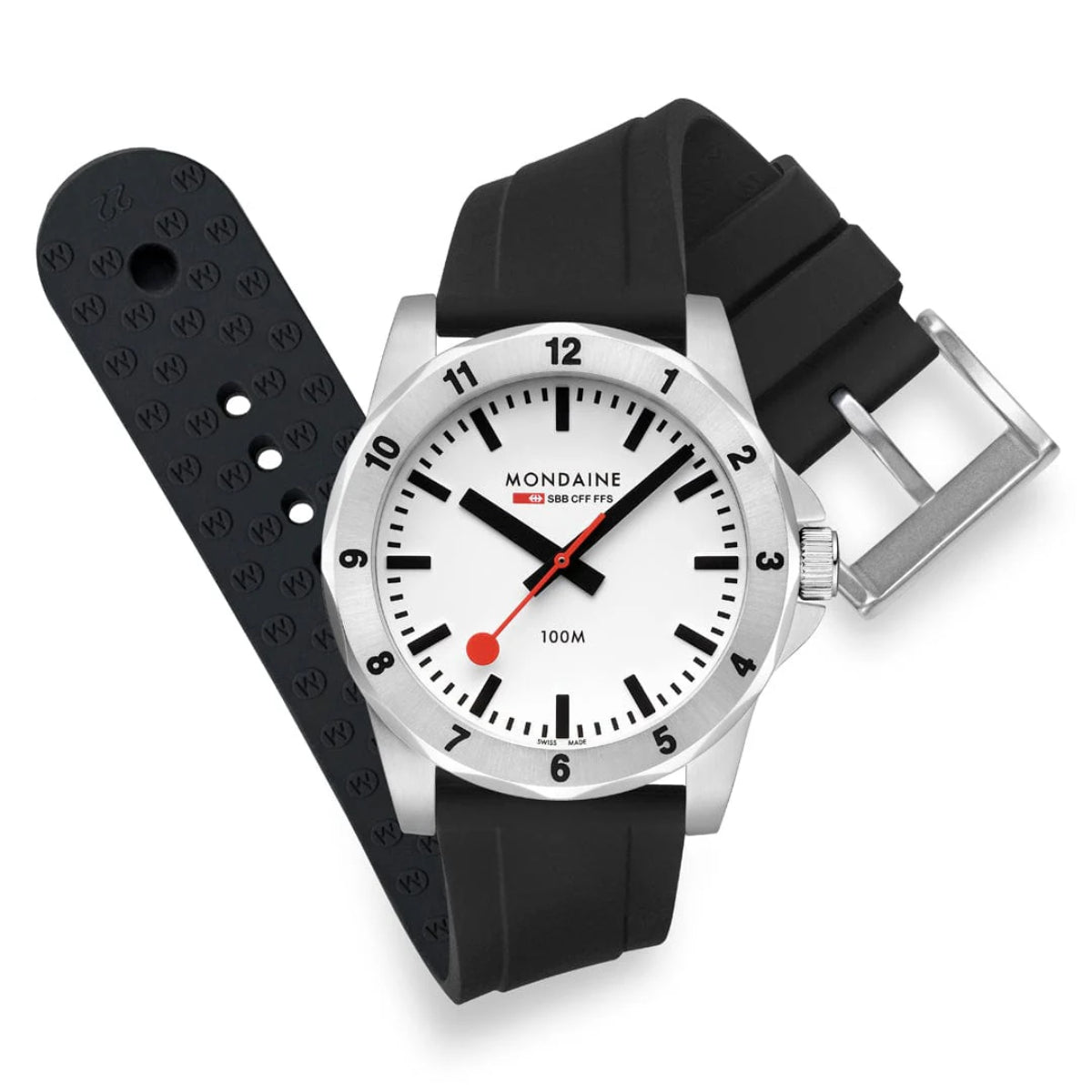 Mondaine Numeri 42mm White Dial Silicone Mens Quartz Watch MSN.4211B.RB