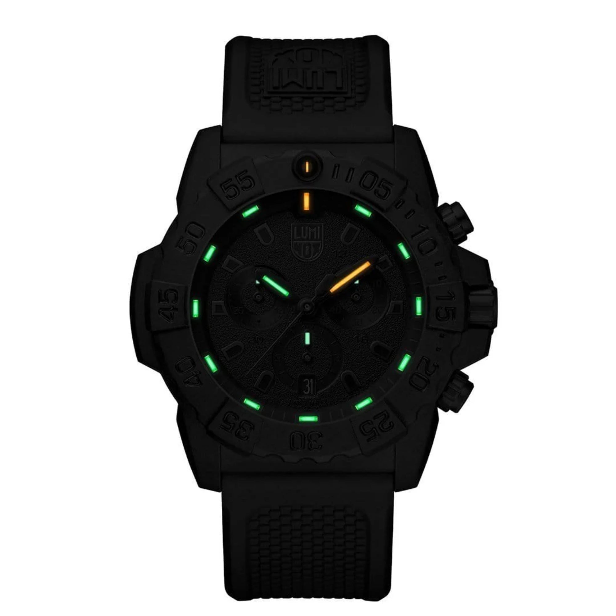 Luminox Navy SEAL Quarz Chronograph Blackout Zifferblatt Gummiarmband Herren Uhr XS.3581.BO