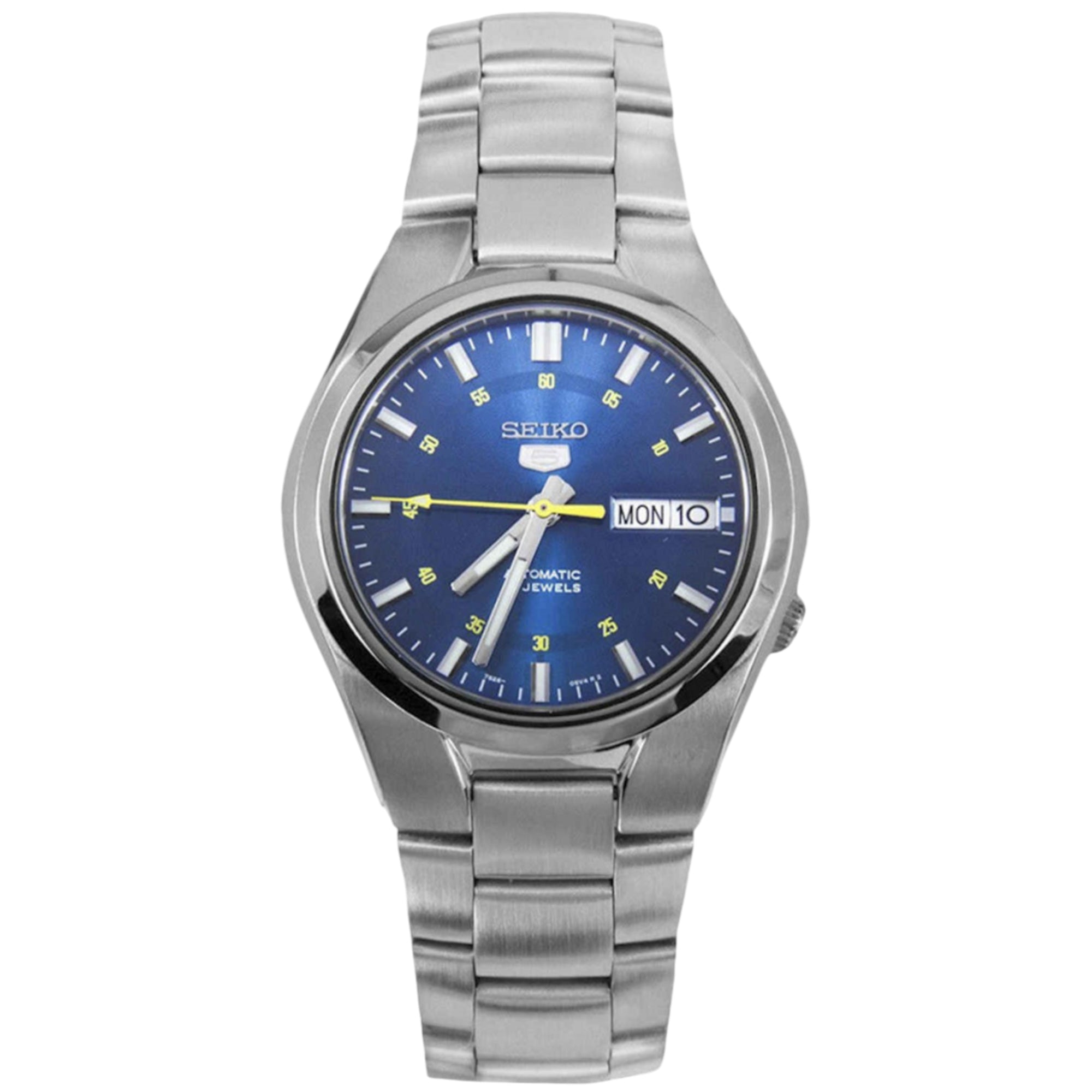Seiko 5 Automatic Blue Dial Silver Stainless Steel Men's Watch SNK615K1 - WatchNation