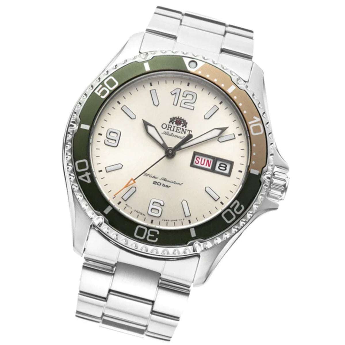 Orient Mako 42mm Elfenbein Zifferblatt Stahl Herren Automatik Uhr RA-AA0821S39B