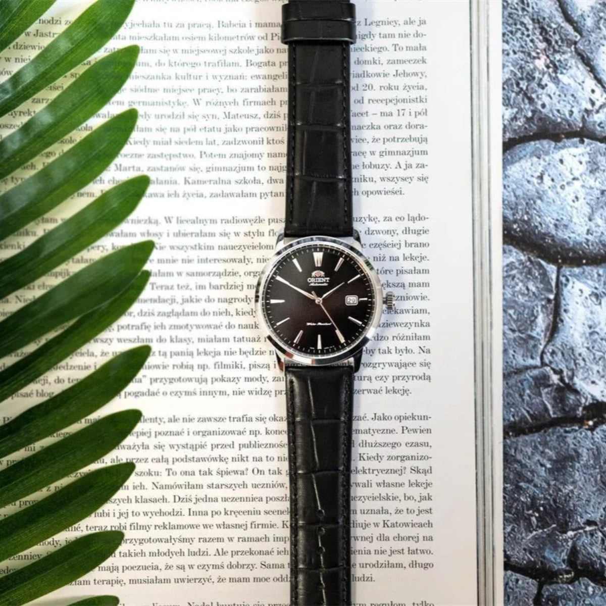 Orient Contemporary 42 mm Schwarzes Zifferblatt Leder Herren Automatik Uhr RA-AC0F05B30B