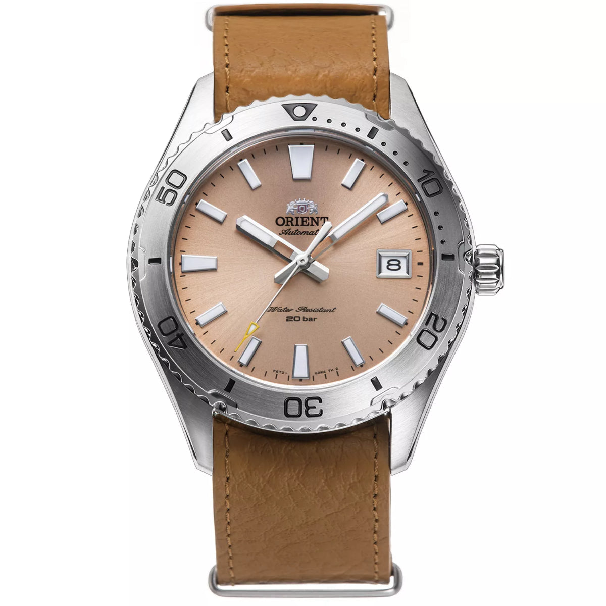 Orient Mako 40mm Apricot Dial automatic watch RA-AC0Q05P30B front view