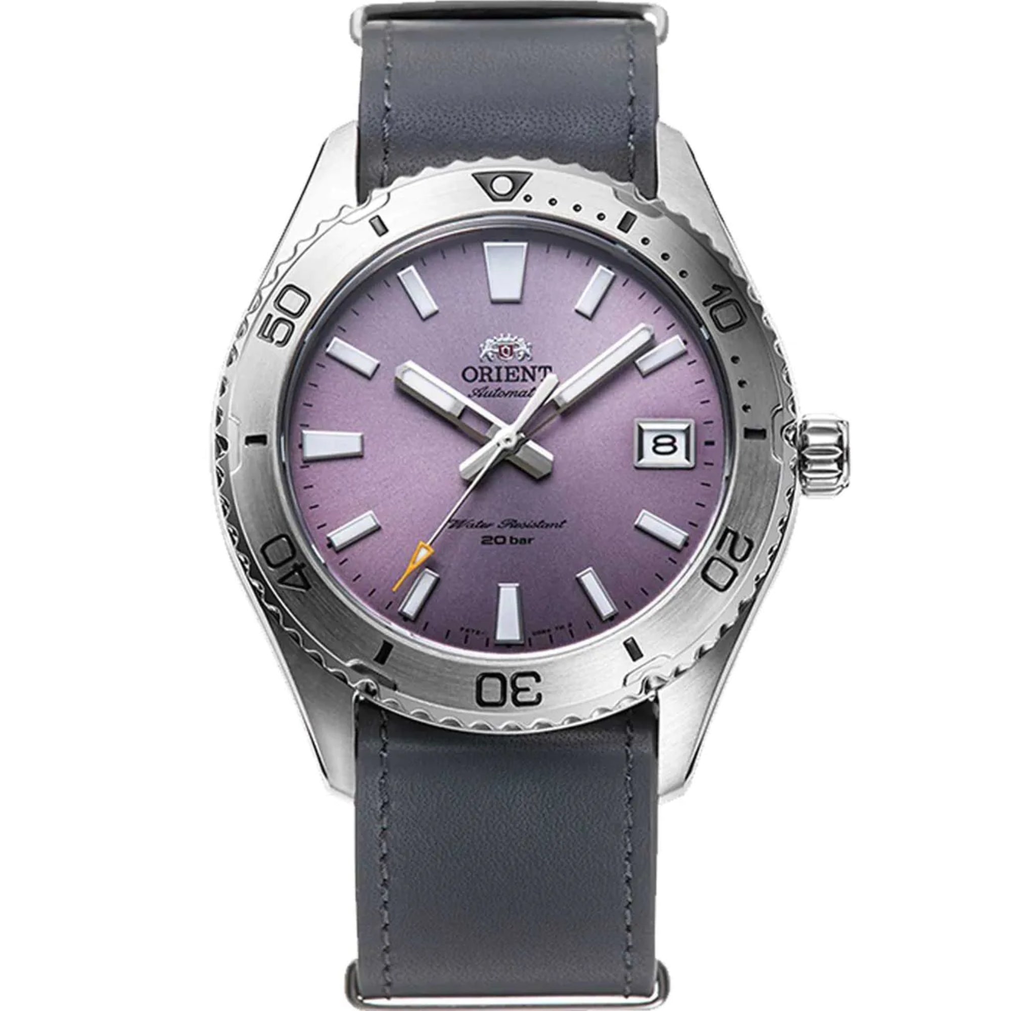 Orient Mako 40mm Lilac Dial automatic watch RA-AC0Q07V30B front view