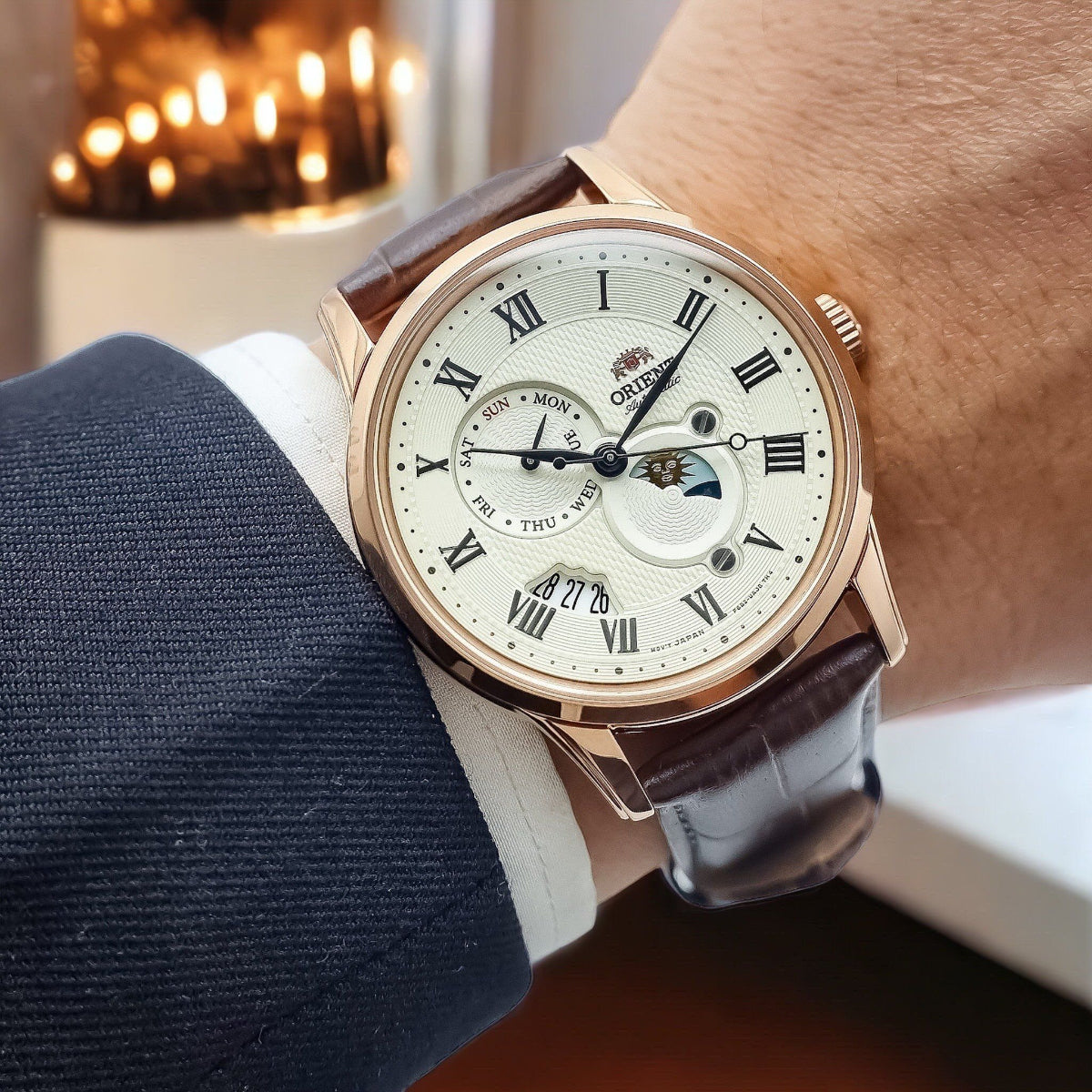 Orient Bambino Champagne Dial Men’s Dress Watch RA-AK0007S30B