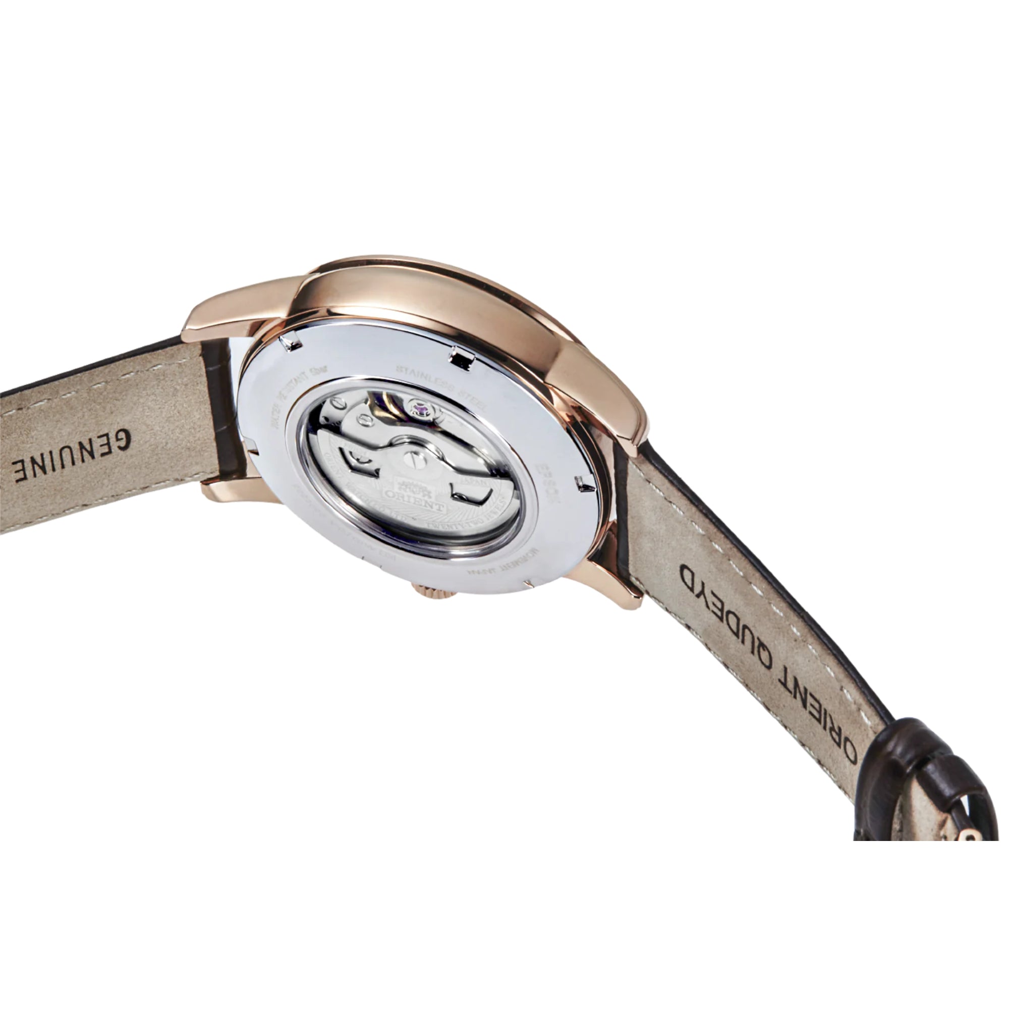Orient Bambino 42,5mm Sonne und Mond braunes Zifferblatt Leder Herren Automatik Uhr RA-AK0009T30B