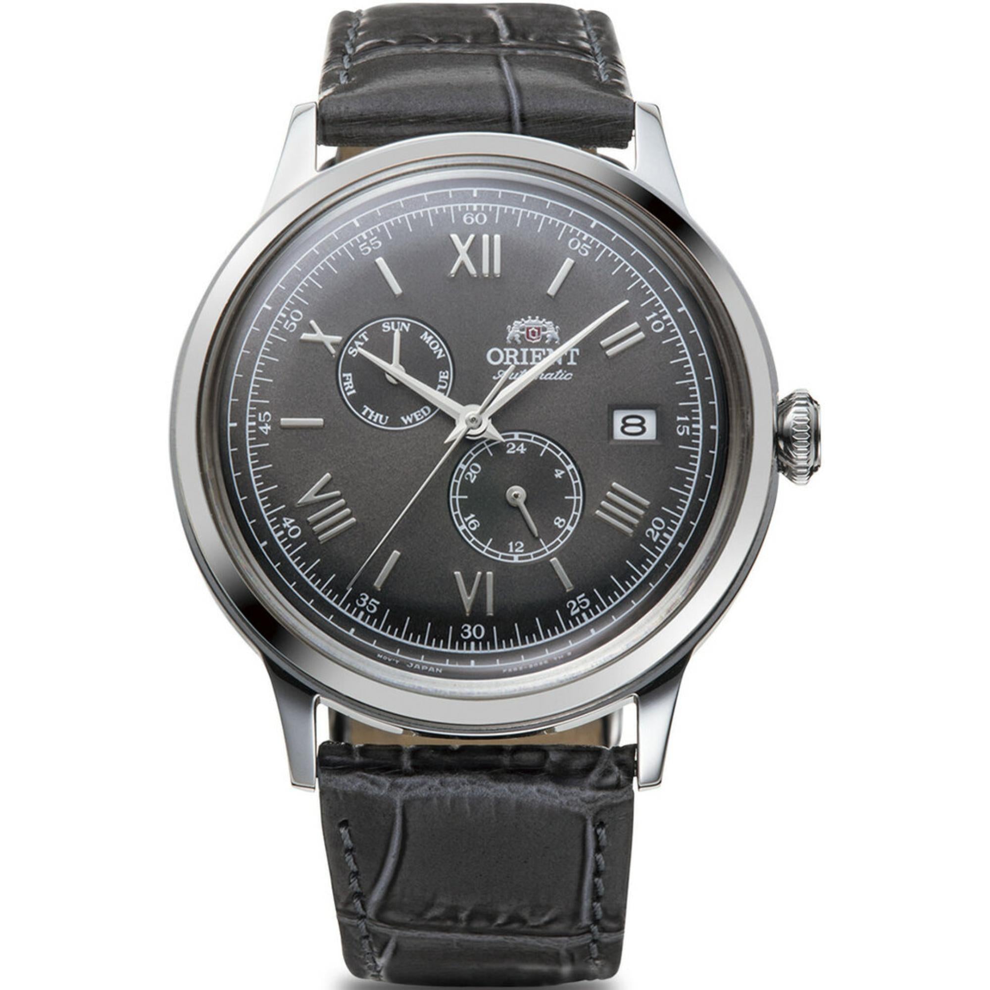 Orient Bambino 40.5mm Grey Dial Day Date automatic watch RA-AK0704N30B front view