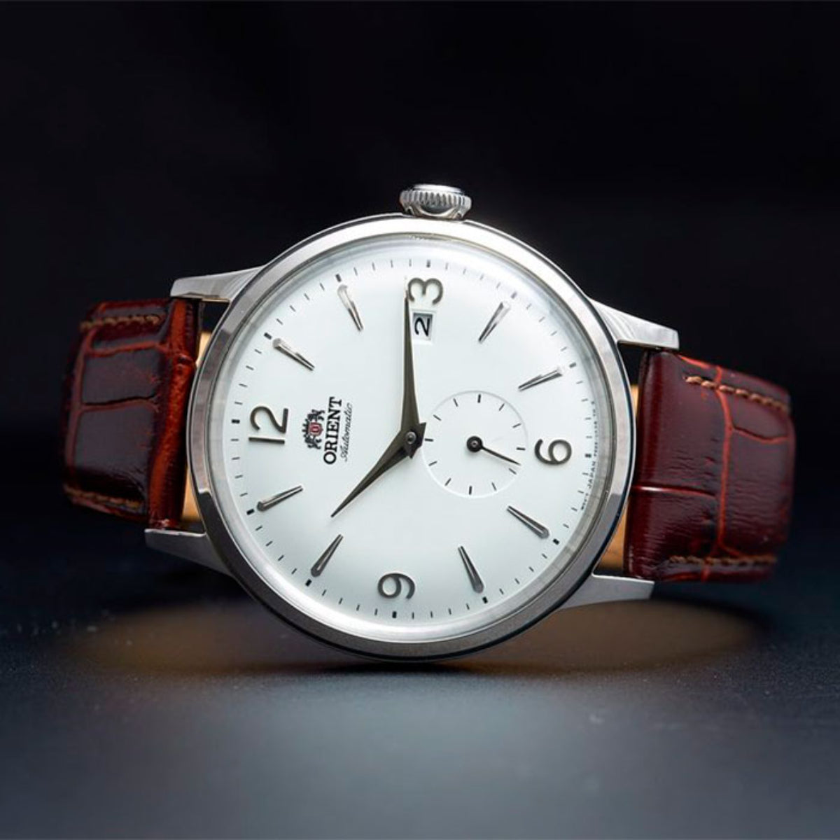 Orient Bambino 40.5mm Small Seconds White Dial Leather Mens Automatic Watch RA-AP0002S30B