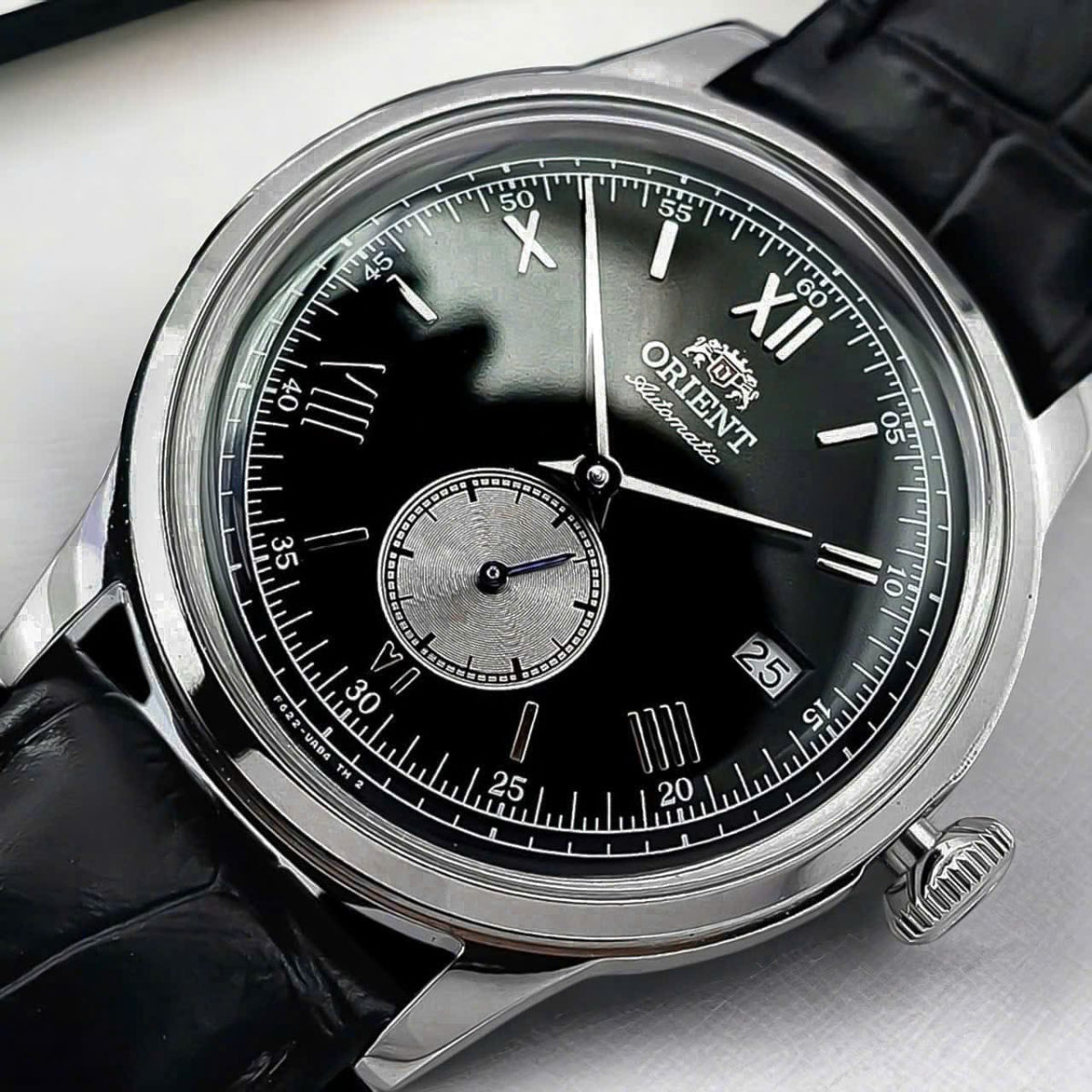 Orient Bambino 38mm Small Seconds Black Dial Leather Automatic Watch RA-AP0101B30B