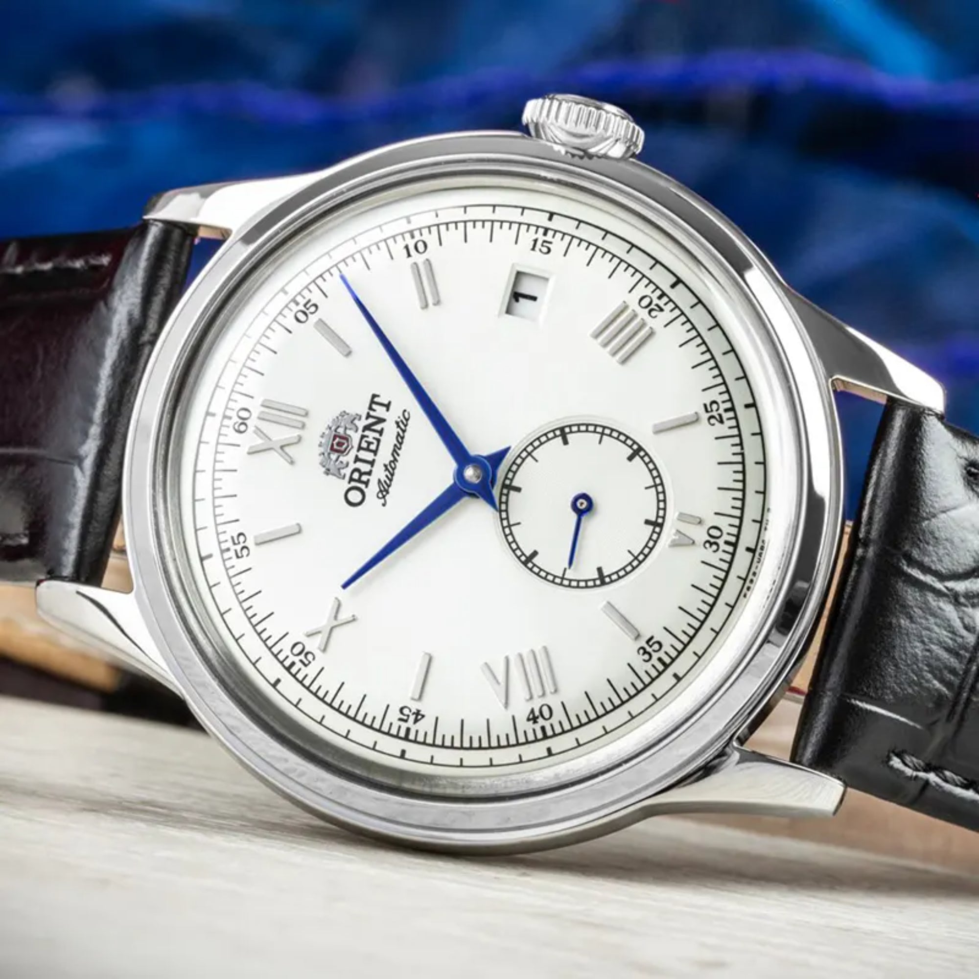 Orient Bambino 38mm Small Seconds White Dial Leather Mens Automatic Watch RA-AP0104S30B