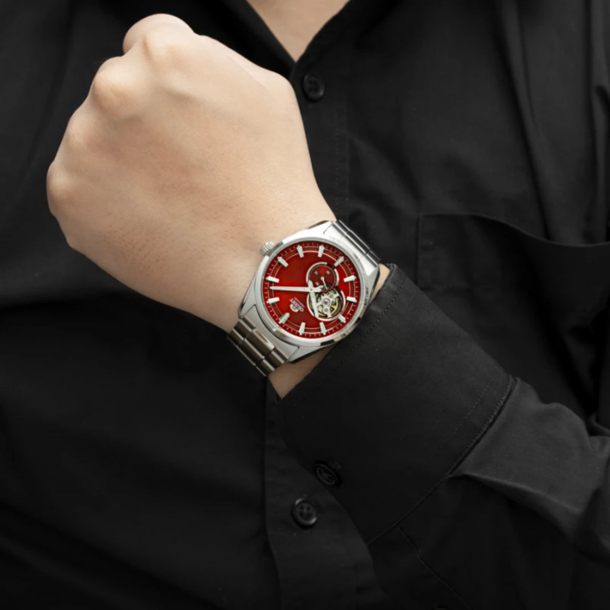 Orient Contemporary 41mm Open Heart Red Dial Steel Mens Automatic Watch RA-AR0010R30B