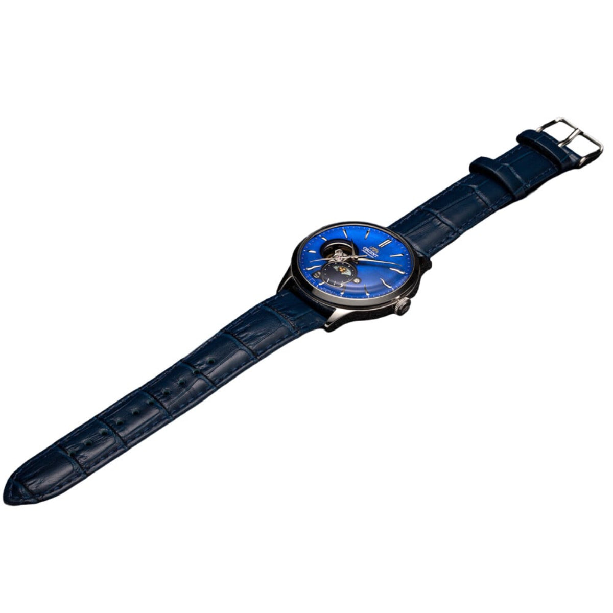 Orient Sun & Moon 41.5mm Blue Dial Leather Mens Automatic Watch RA-AS0103A30B