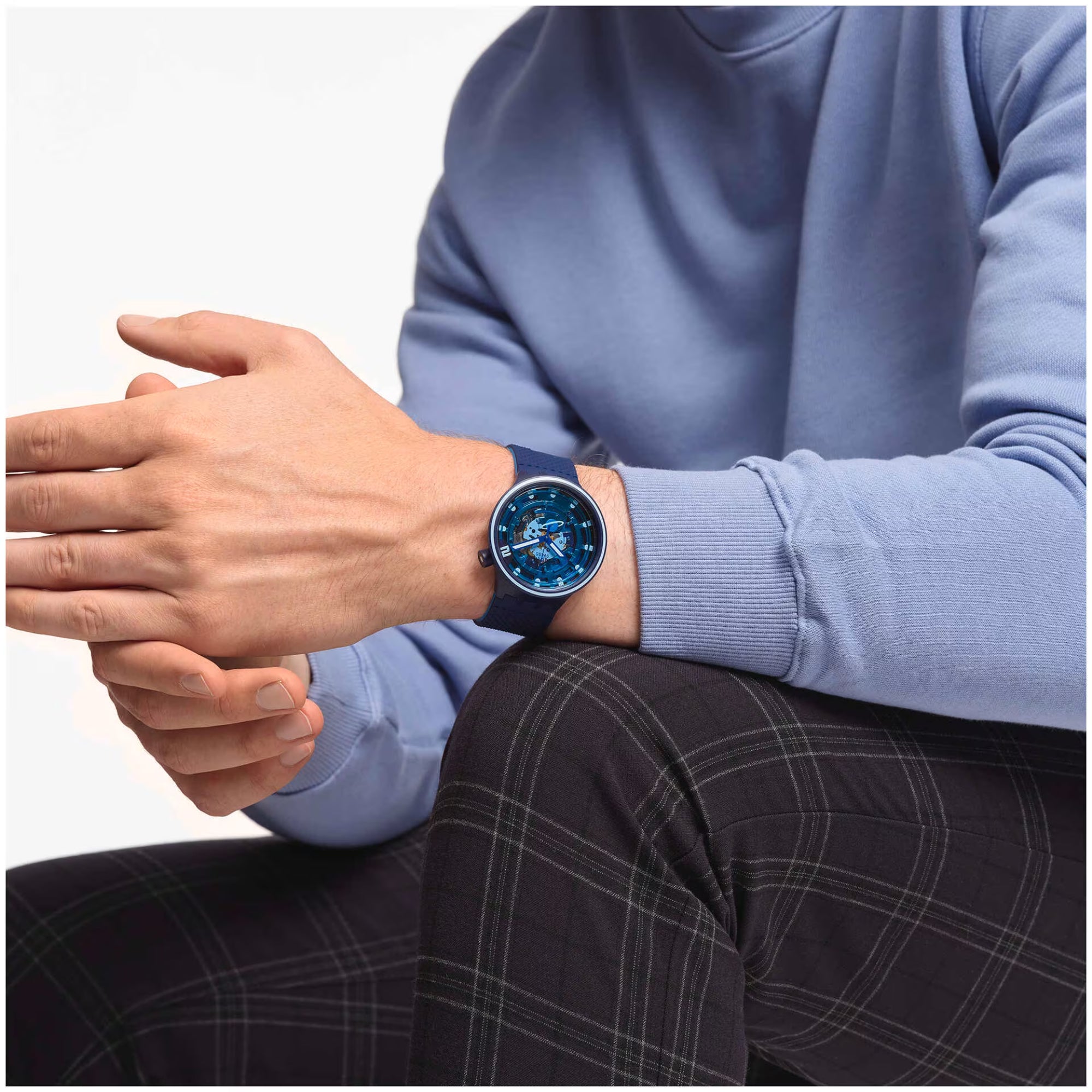 Swatch Big Bold Second Home Transparentes Zifferblatt Silikonarmband Uhr SB01N101