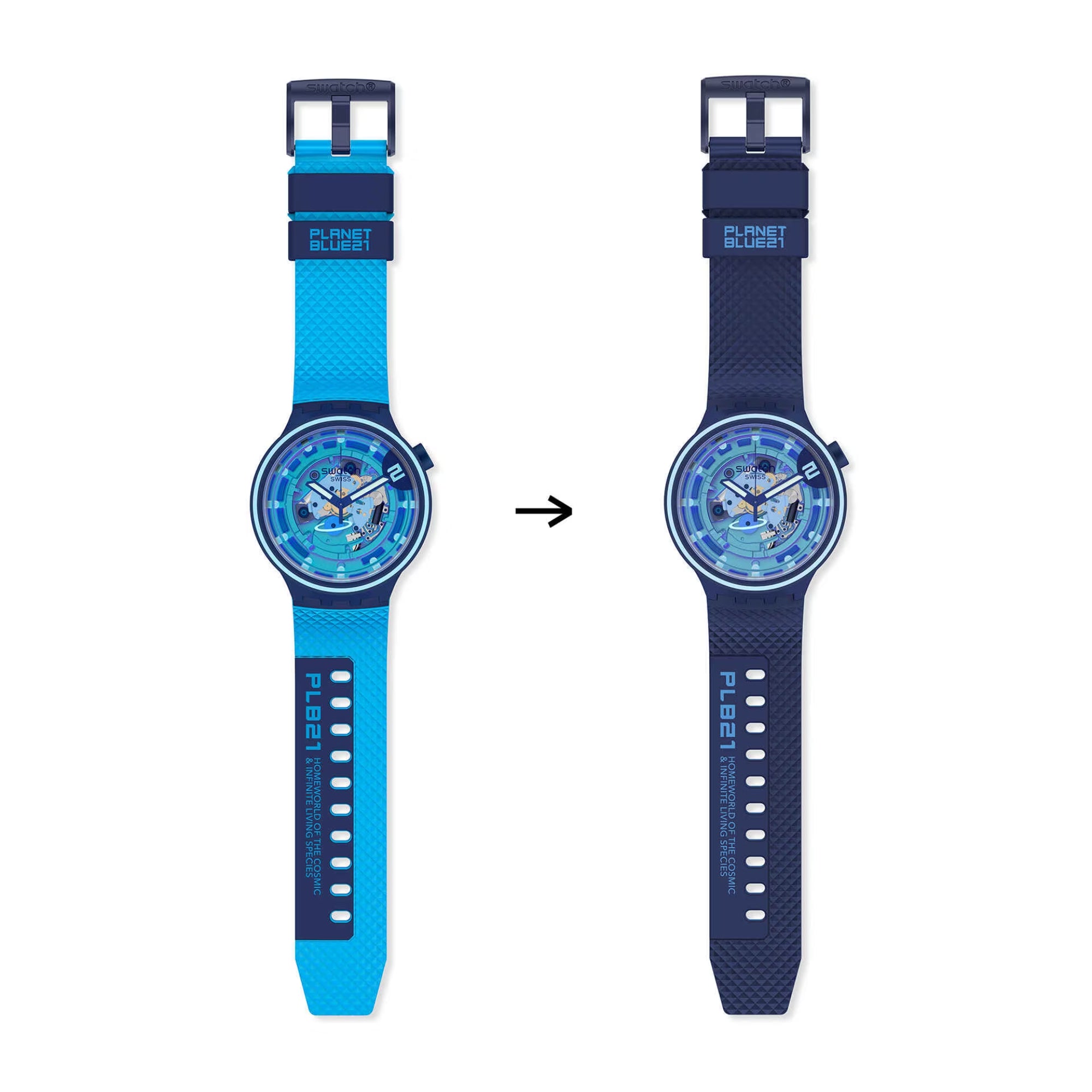 Swatch Big Bold Second Home Transparentes Zifferblatt Silikonarmband Uhr SB01N101