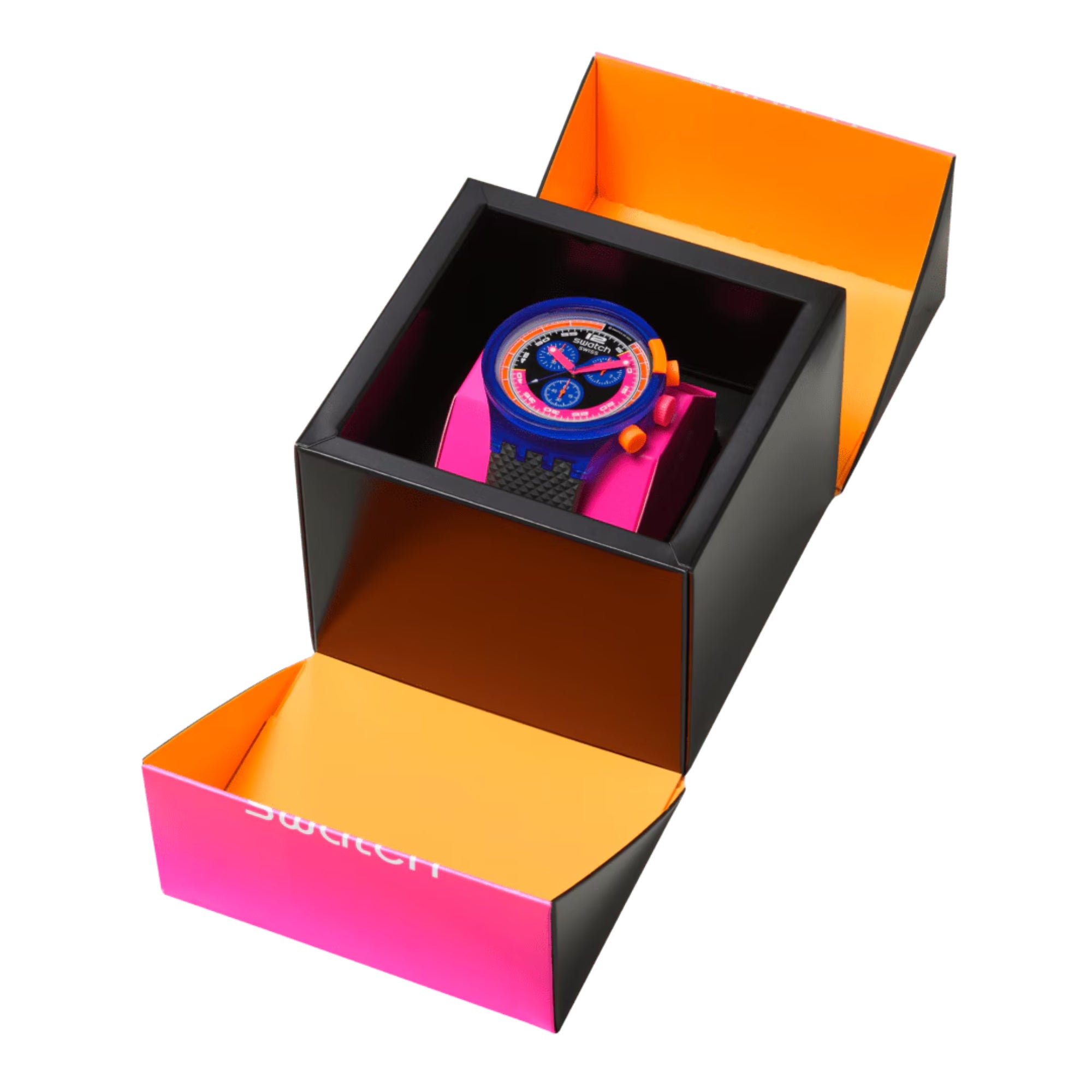 Swatch Quartz Neon Party To The Max Big Bold Chrono Black Dial Men's Watch SB06N102