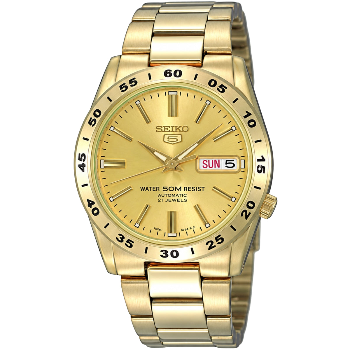 Seiko 5 automatic gold sunburst dial gold PVD watch SNKE06K1