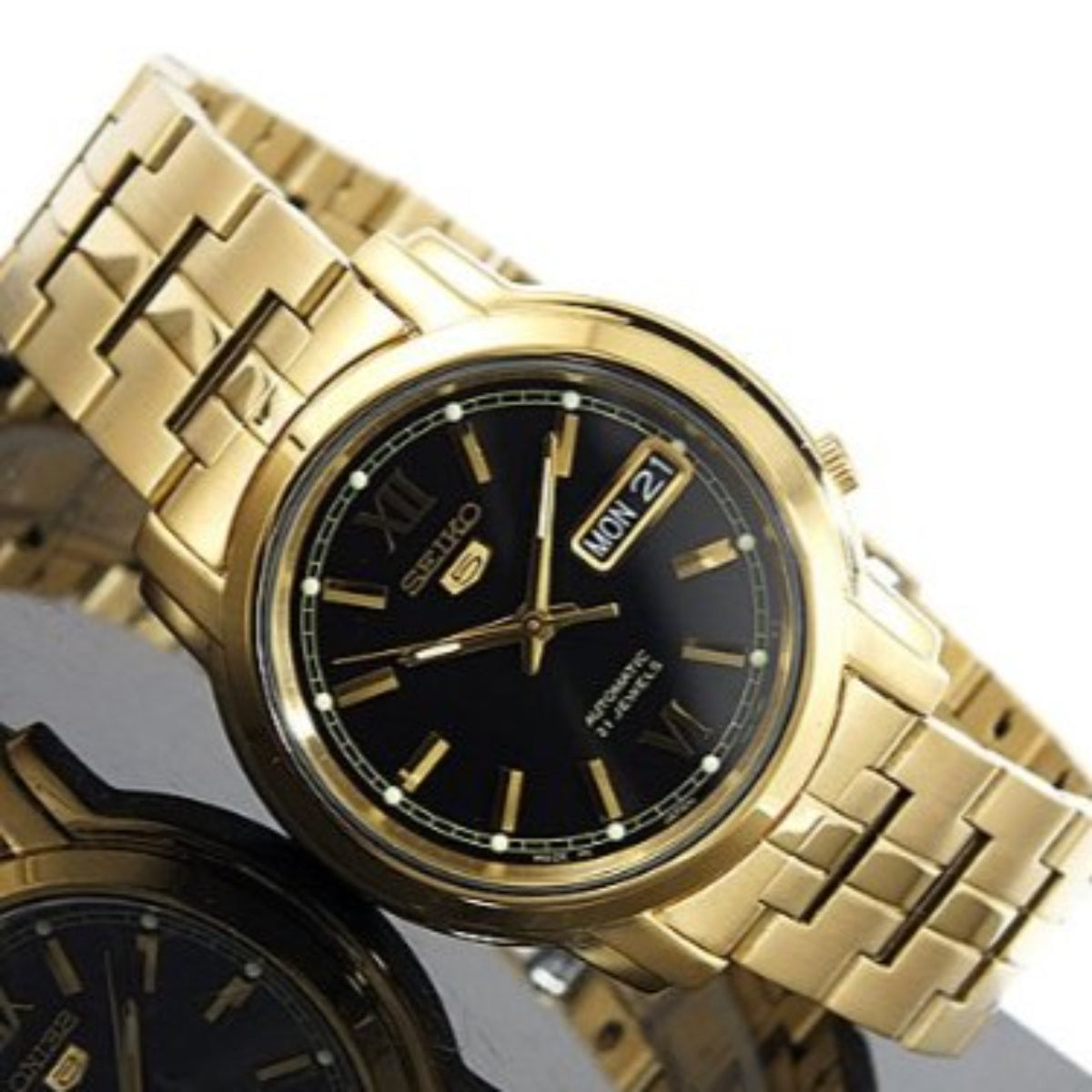 Seiko 5 Black Dial Stainless Steel Men's Watch SNKK86K1