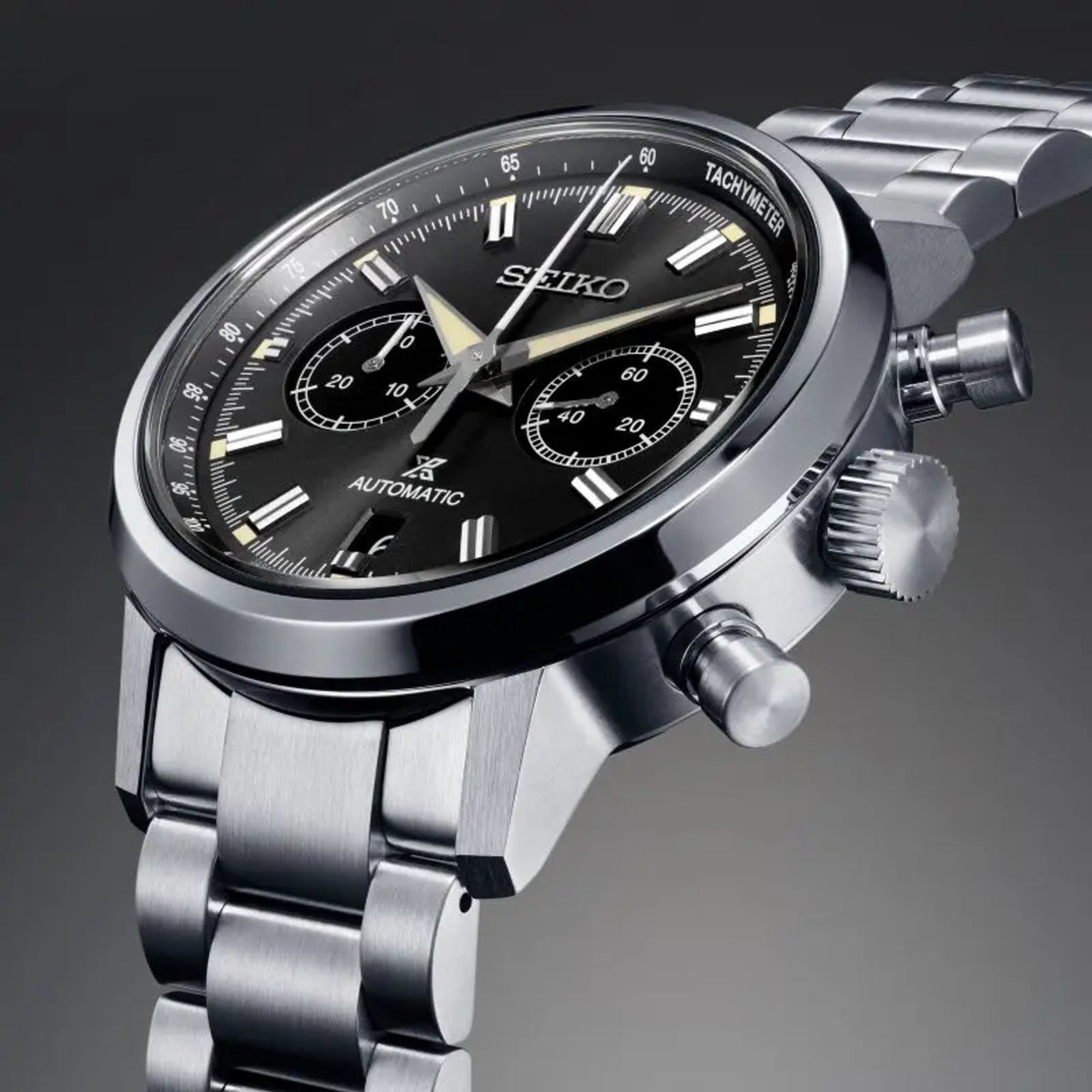 Seiko Prospex Speedtimer Automatic Black Dial Stainless Steel Bracelet Men's Watch SRQ037J1