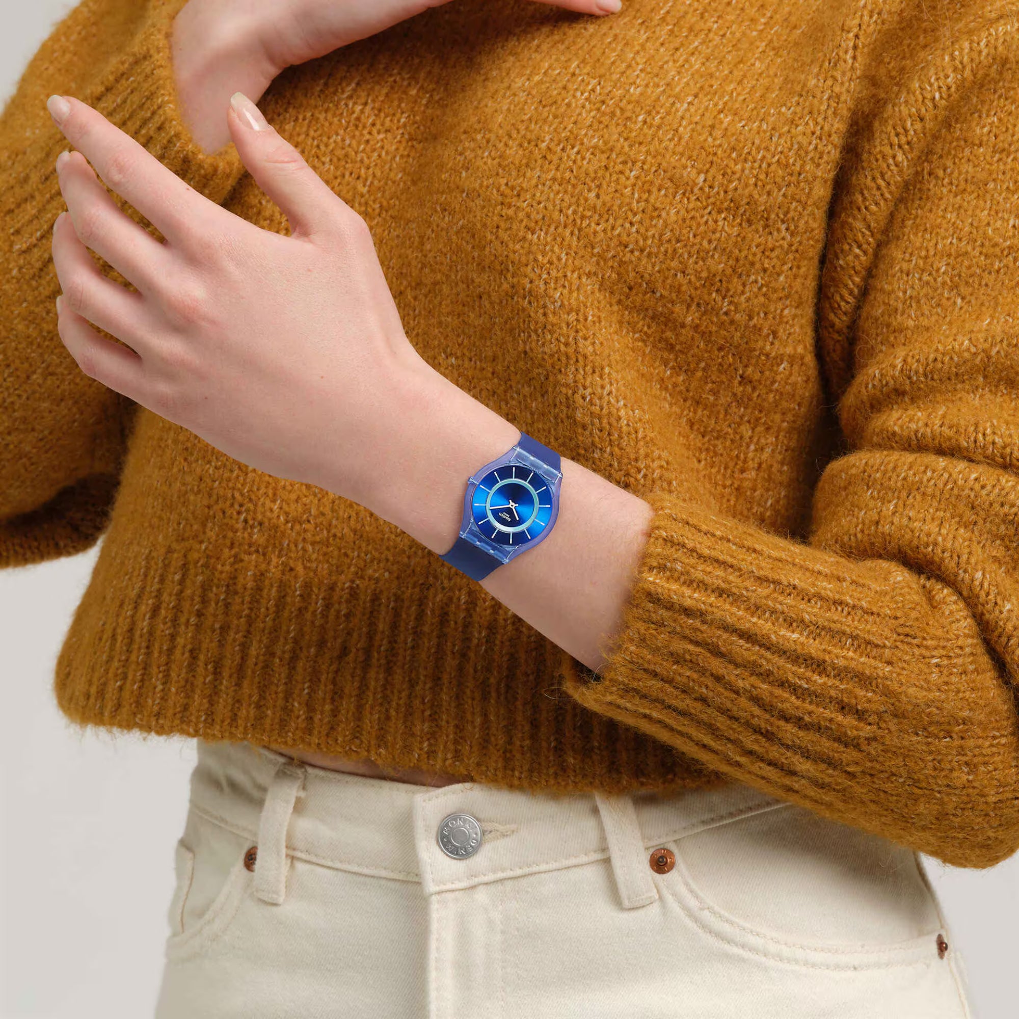 Swatch Jammy Grape Dream Blaues Zifferblatt Silikonarmband Uhr SS08I100