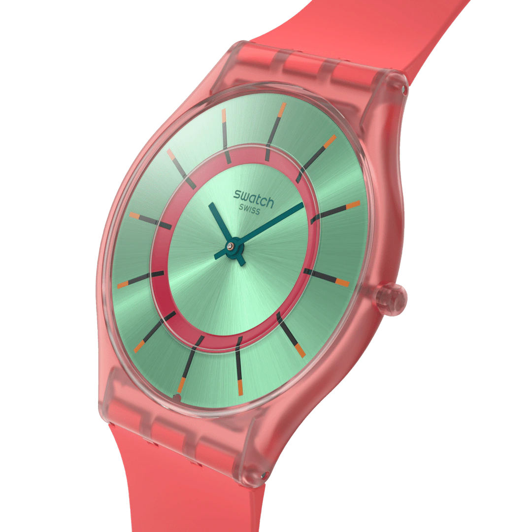 Swatch Minty Mango Dream Grünes Zifferblatt Silikonarmband Uhr SS08P111