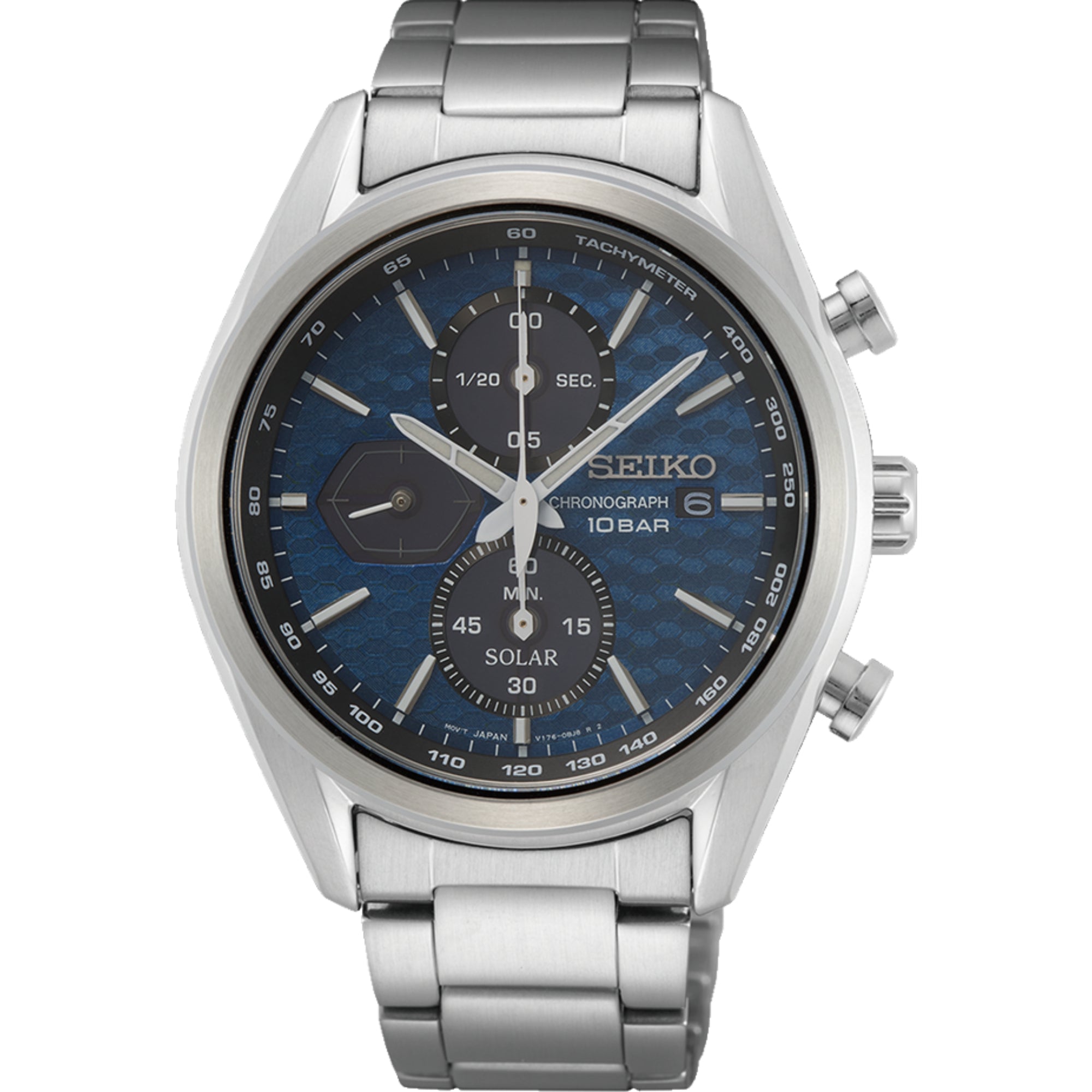 Seiko Essentials solar powered chronograph stainless steel watch SSC801P1