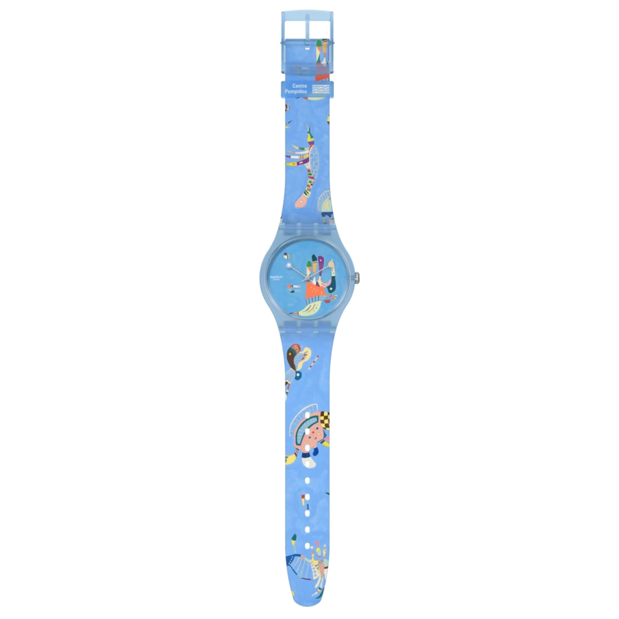 Swatch Original Blauer Himmel von Vassily Kandinsky Blaues Zifferblatt Silikon Uhr SUOZ342
