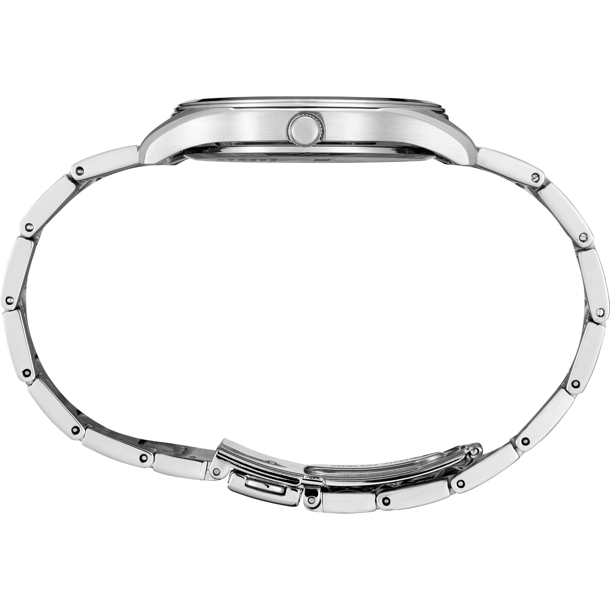 Seiko Essentials SUR419P1 slim stainless steel case and bracelet side profile